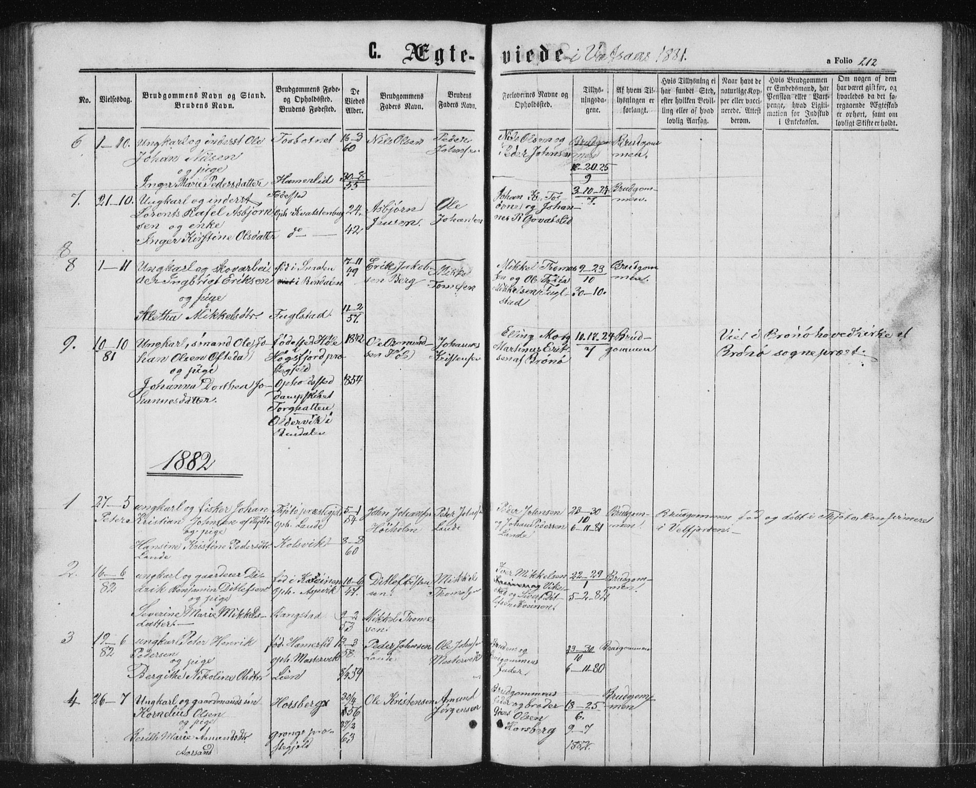 Ministerialprotokoller, klokkerbøker og fødselsregistre - Nordland, AV/SAT-A-1459/810/L0158: Parish register (copy) no. 810C02 /1, 1863-1883, p. 212