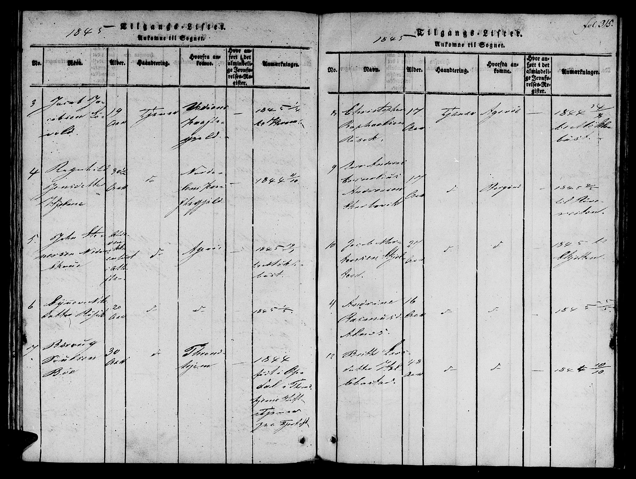 Ministerialprotokoller, klokkerbøker og fødselsregistre - Møre og Romsdal, SAT/A-1454/536/L0495: Parish register (official) no. 536A04, 1818-1847, p. 315