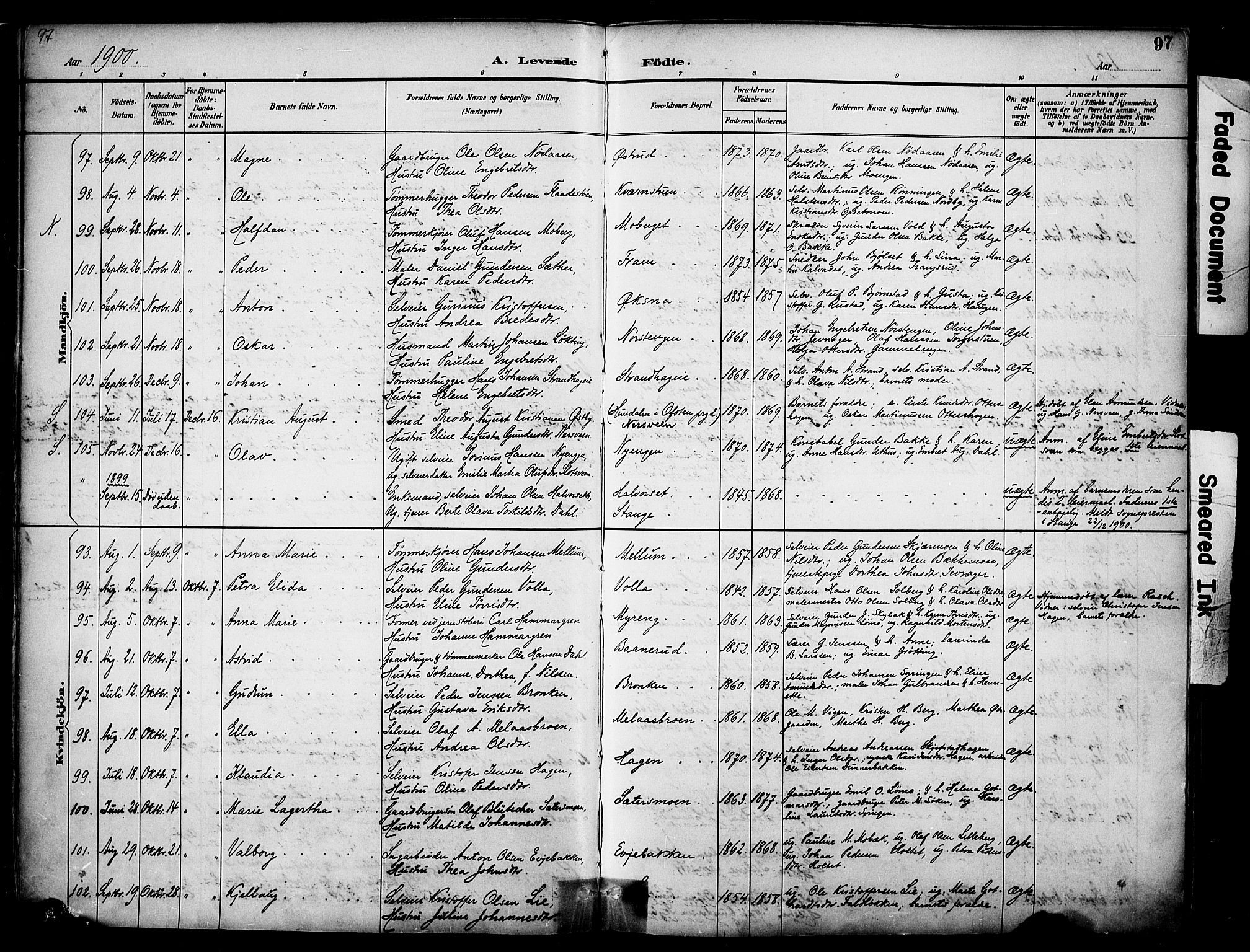 Elverum prestekontor, AV/SAH-PREST-044/H/Ha/Haa/L0014: Parish register (official) no. 14, 1891-1909, p. 97