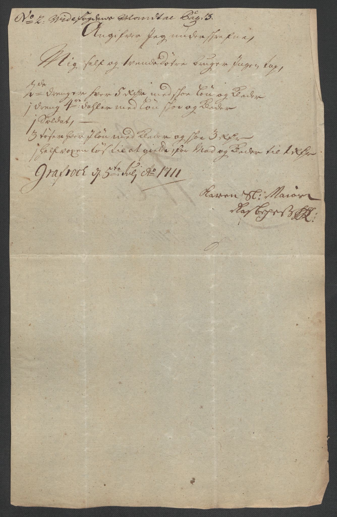 Rentekammeret inntil 1814, Reviderte regnskaper, Fogderegnskap, AV/RA-EA-4092/R60/L3962: Fogderegnskap Orkdal og Gauldal, 1711, p. 209