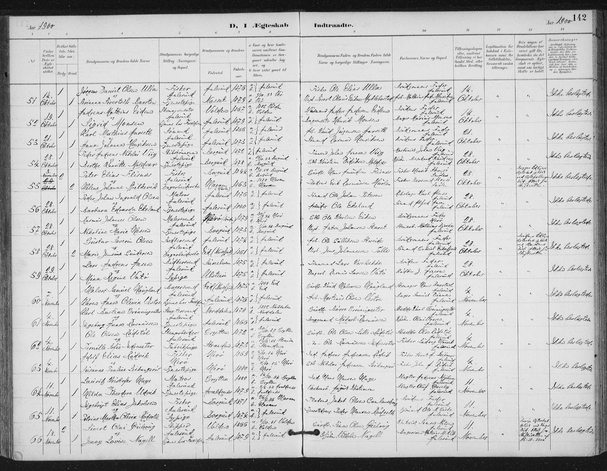 Ministerialprotokoller, klokkerbøker og fødselsregistre - Møre og Romsdal, AV/SAT-A-1454/529/L0457: Parish register (official) no. 529A07, 1894-1903, p. 142