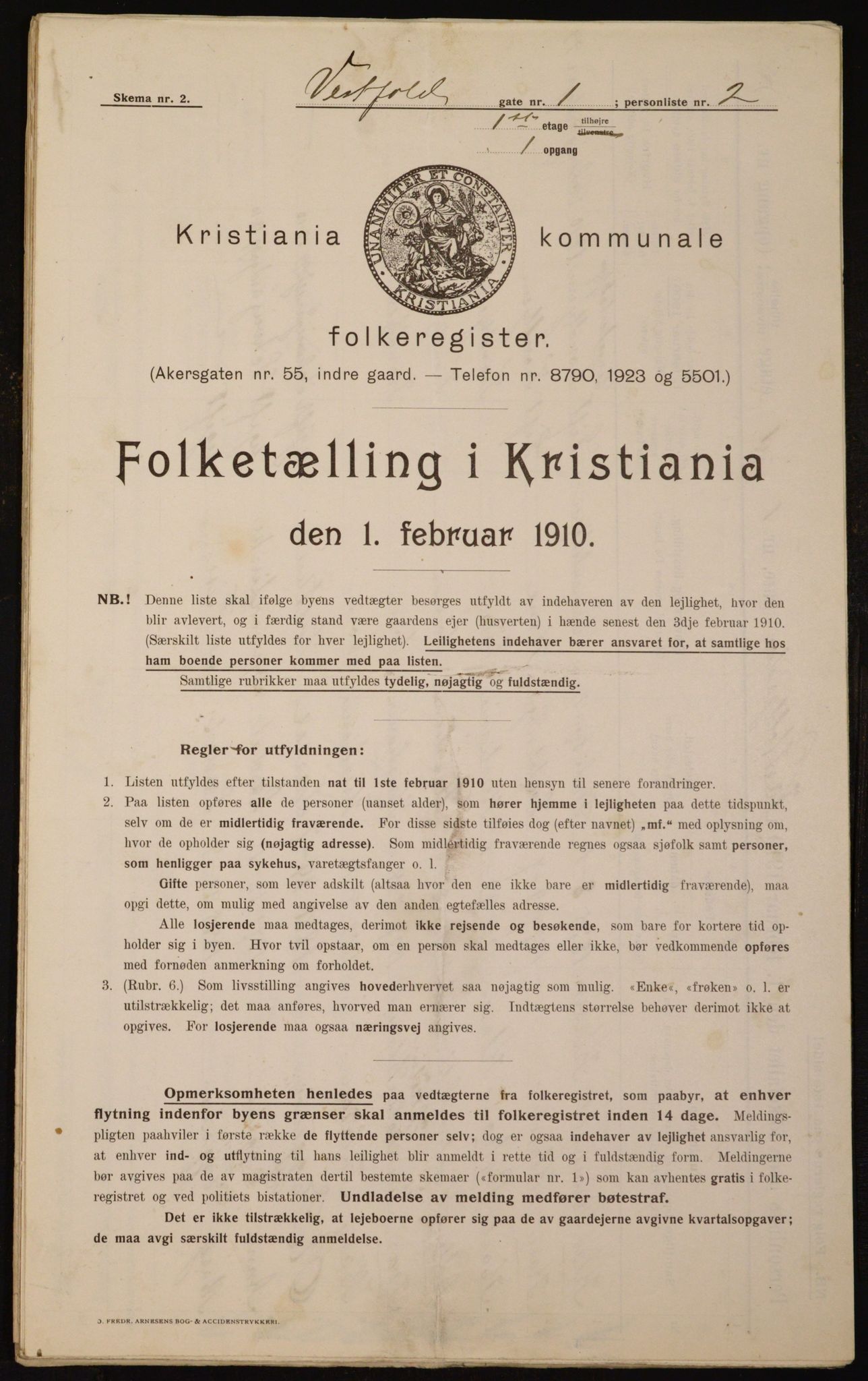 OBA, Municipal Census 1910 for Kristiania, 1910, p. 116002