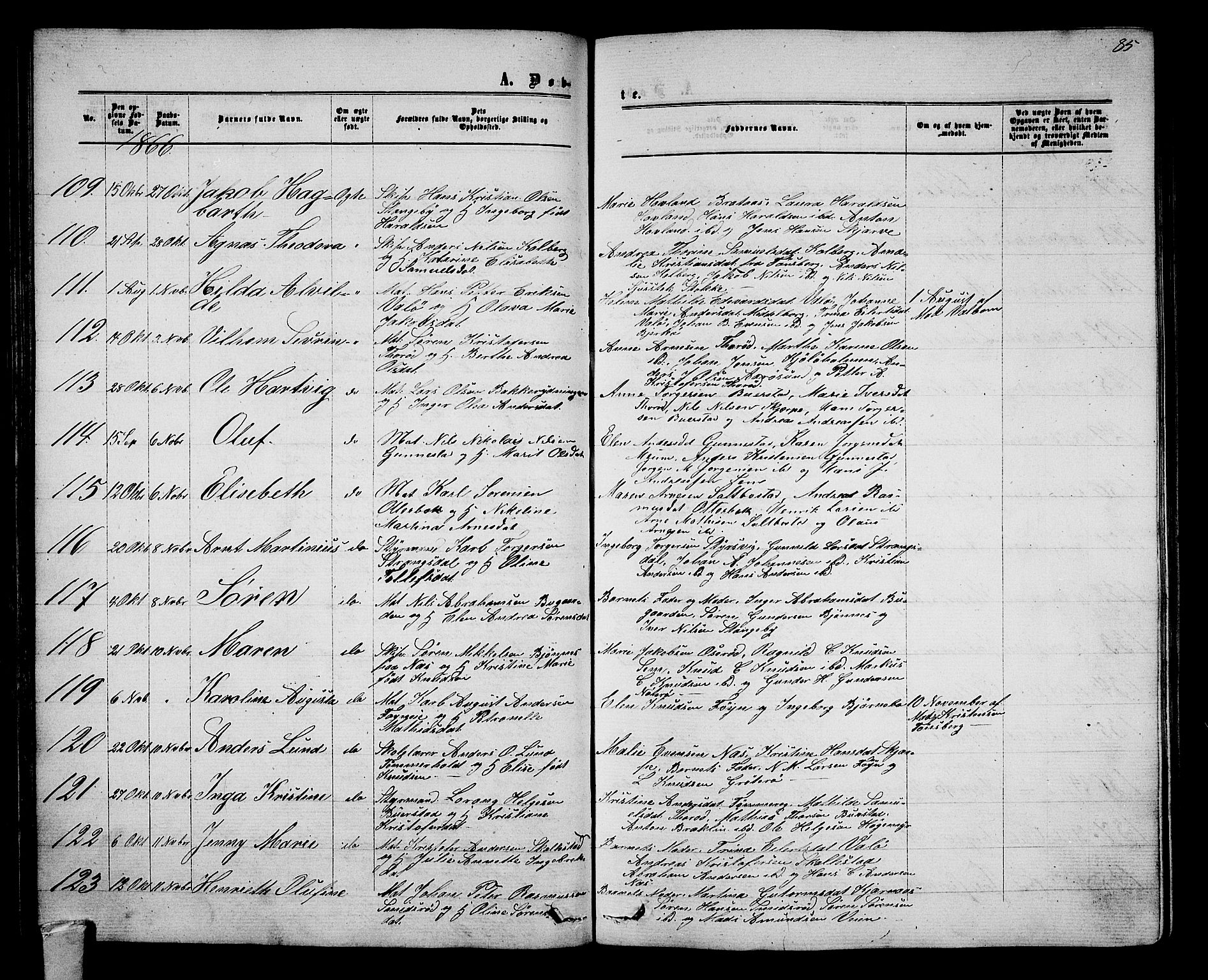 Nøtterøy kirkebøker, AV/SAKO-A-354/G/Ga/L0002: Parish register (copy) no. I 2, 1860-1877, p. 85