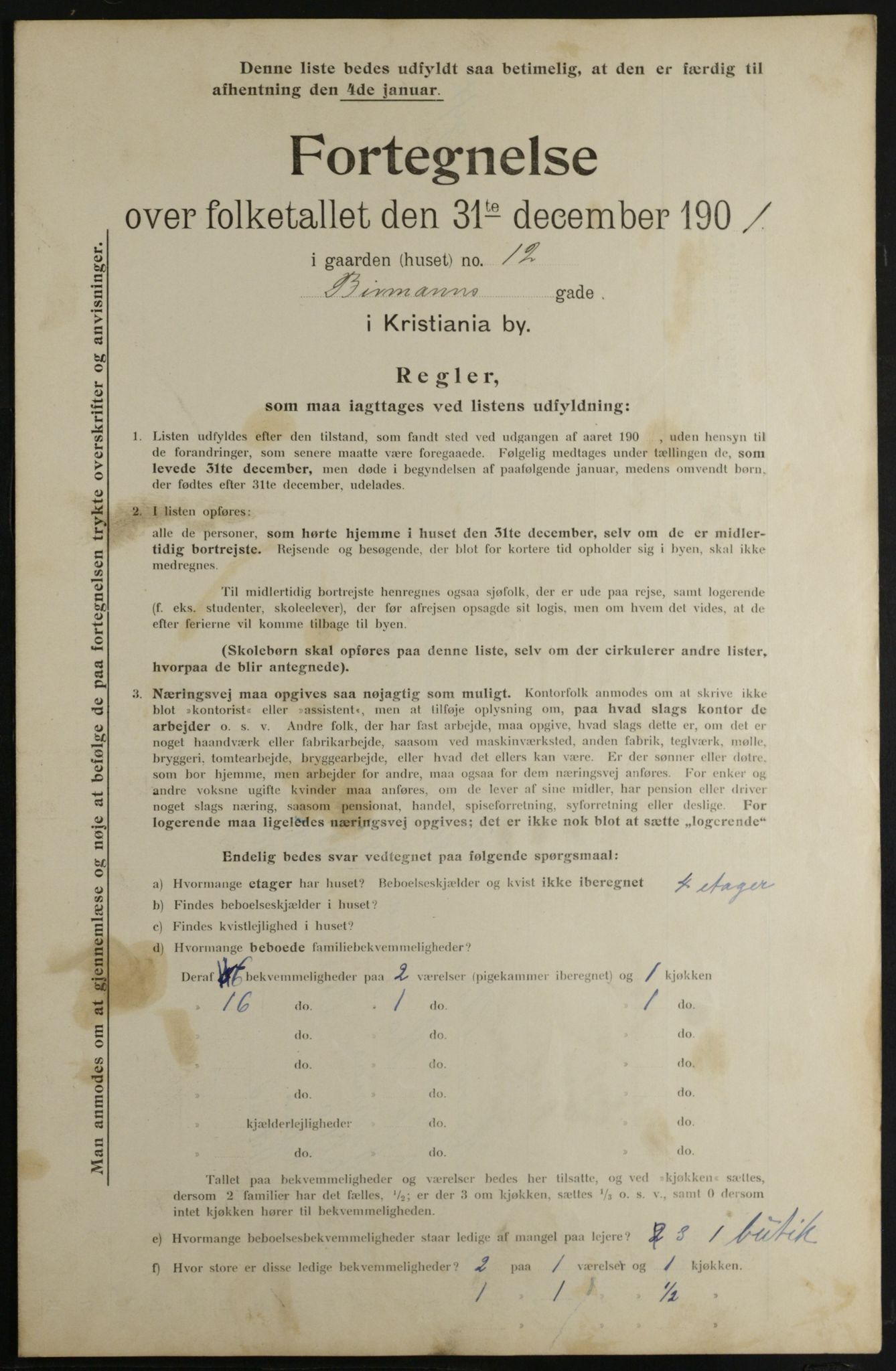 OBA, Municipal Census 1901 for Kristiania, 1901, p. 831