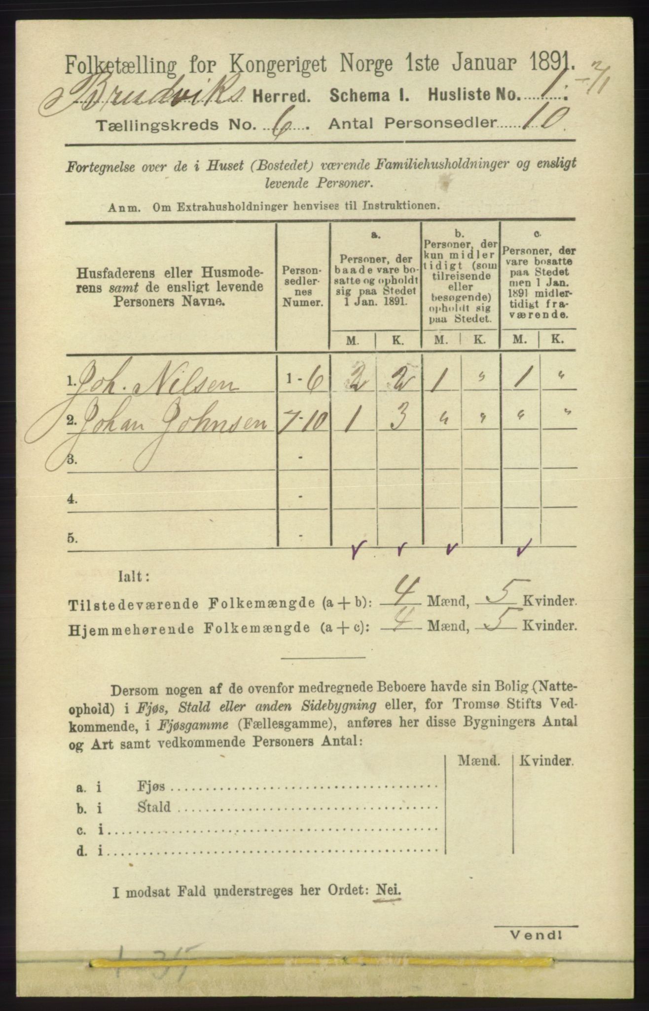 RA, 1891 census for 1251 Bruvik, 1891, p. 1728