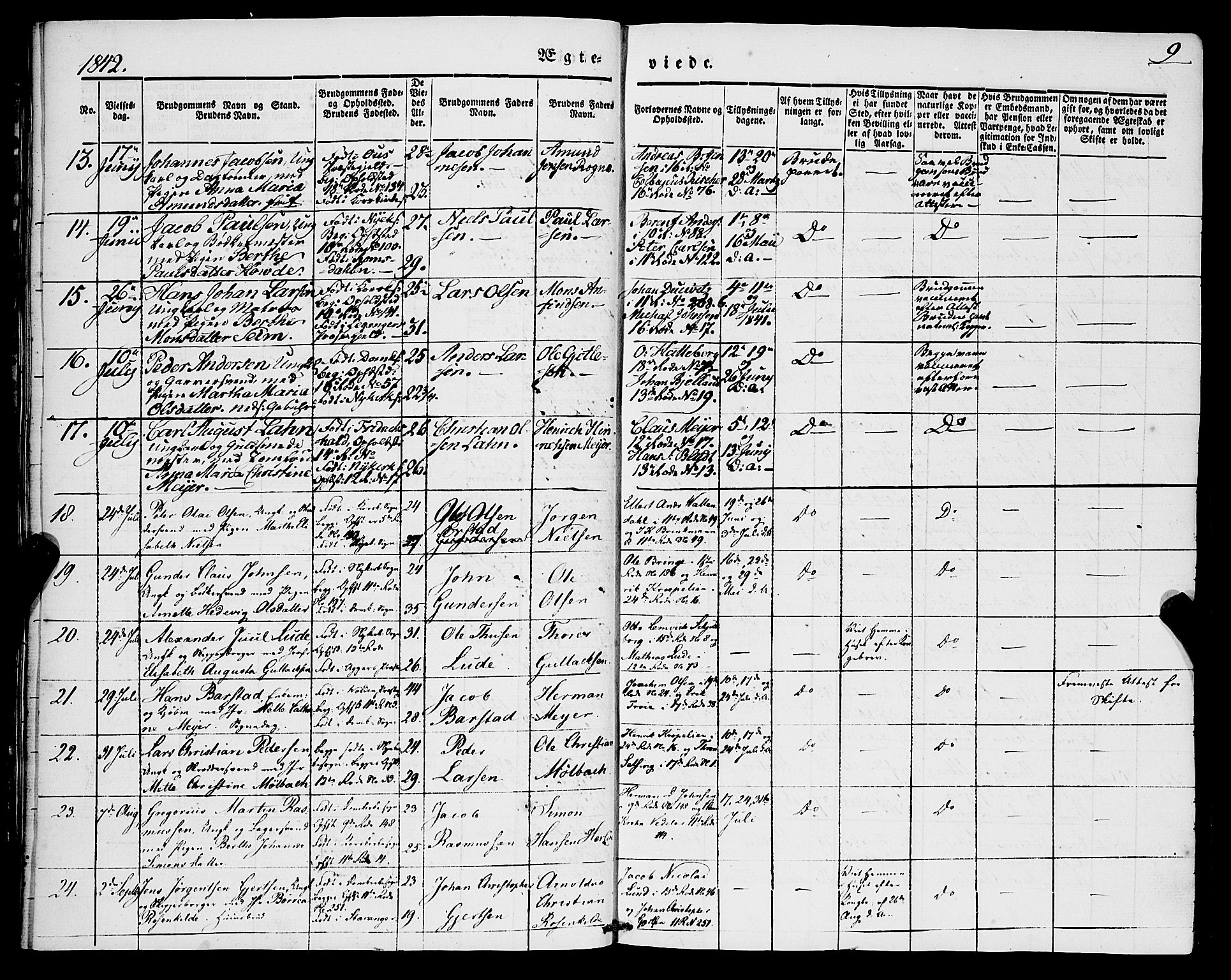 Domkirken sokneprestembete, AV/SAB-A-74801/H/Haa/L0033: Parish register (official) no. D 1, 1841-1853, p. 9