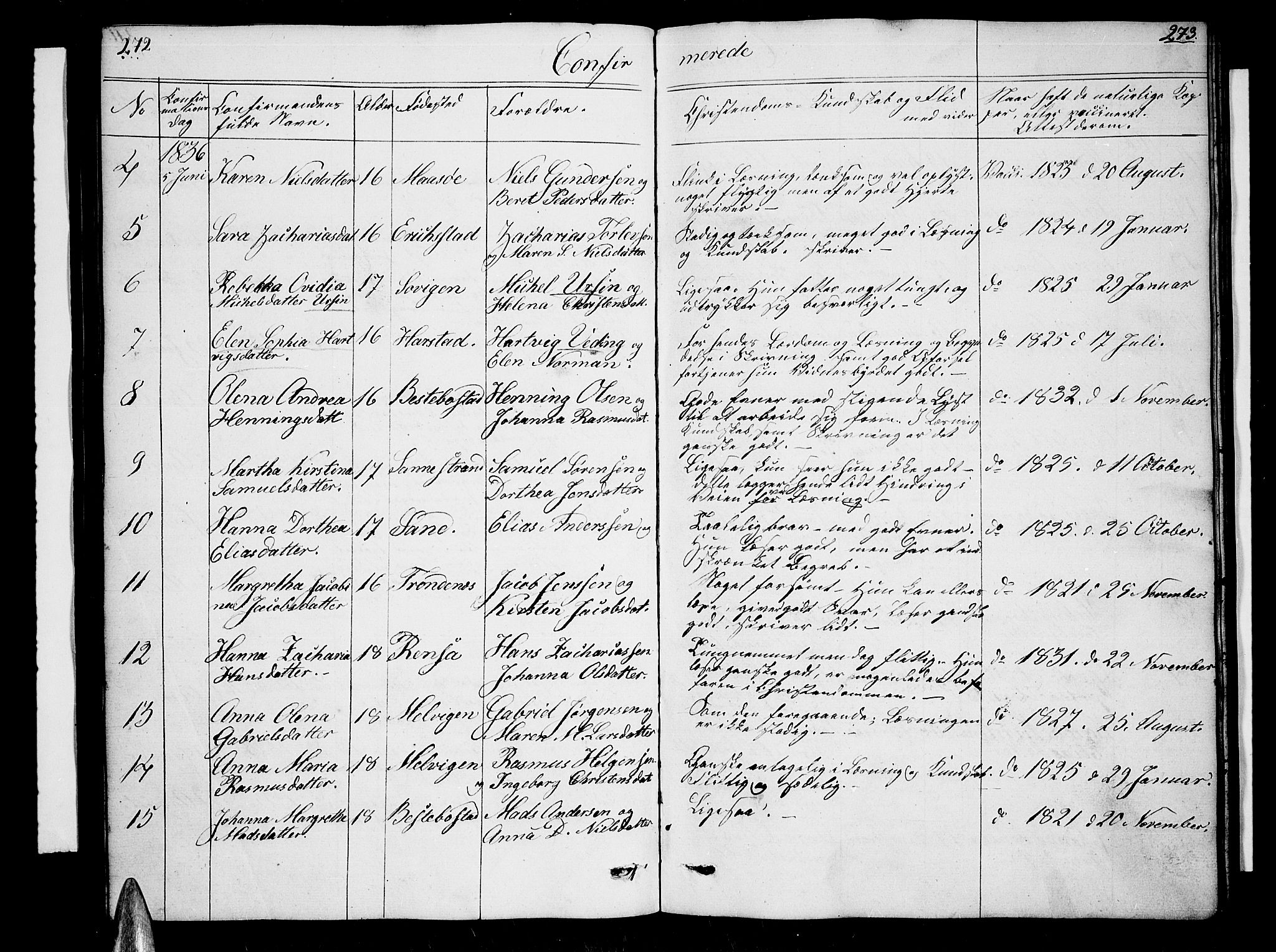 Trondenes sokneprestkontor, AV/SATØ-S-1319/H/Hb/L0005klokker: Parish register (copy) no. 5, 1834-1845, p. 272-273