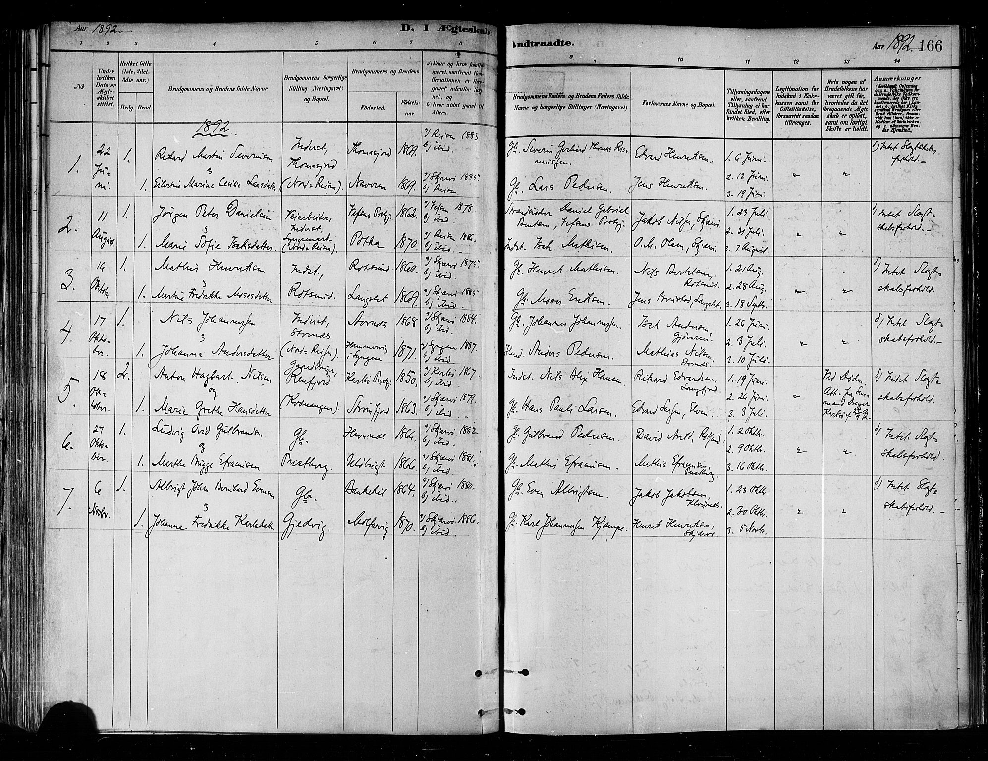 Skjervøy sokneprestkontor, SATØ/S-1300/H/Ha/Haa/L0010kirke: Parish register (official) no. 10, 1887-1898, p. 166