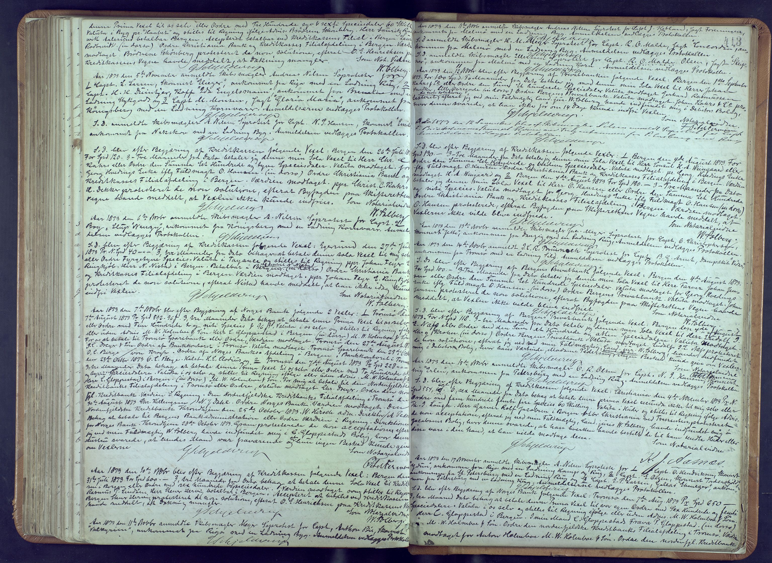 Byfogd og Byskriver i Bergen, AV/SAB-A-3401/10/10A/L0016: Notarialprotokoller, 1869-1874, p. 412-413