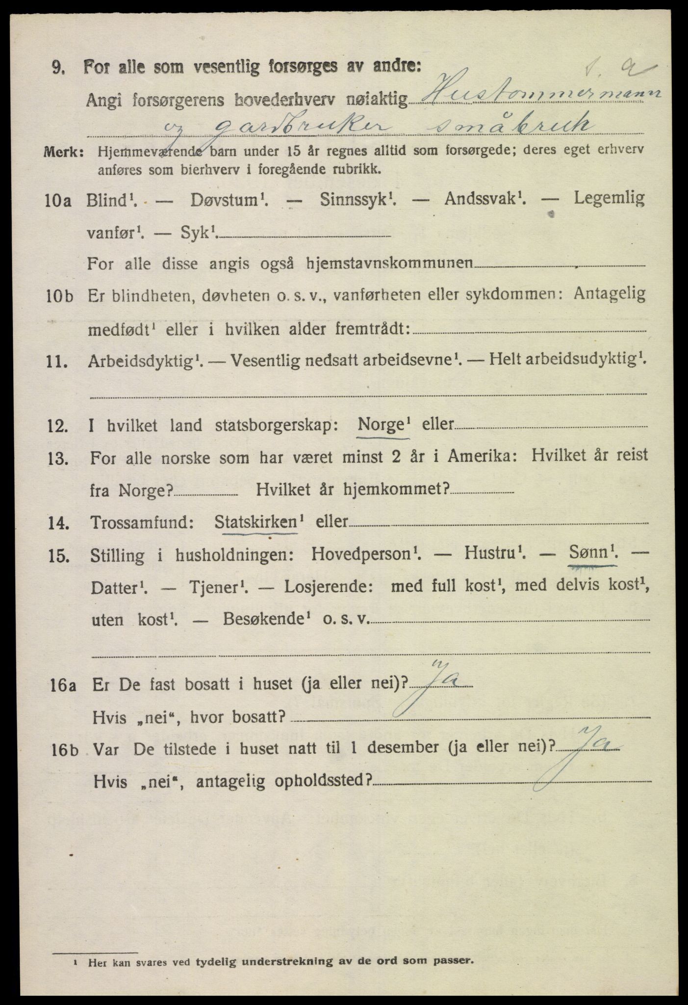 SAK, 1920 census for Sør-Audnedal, 1920, p. 3276