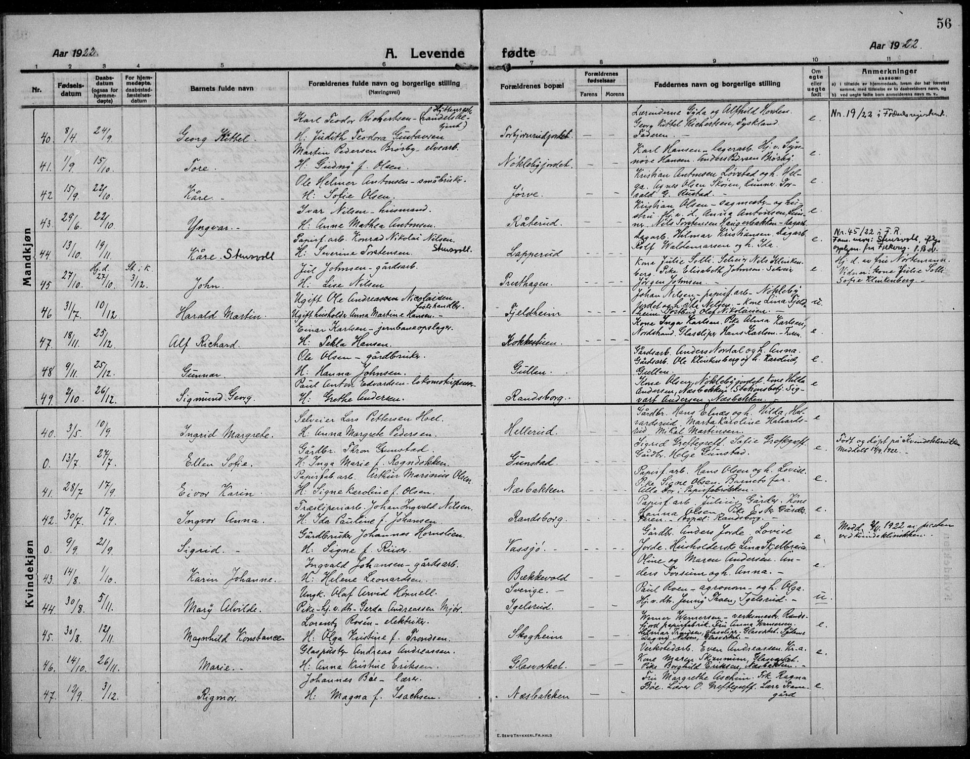 Jevnaker prestekontor, AV/SAH-PREST-116/H/Ha/Haa/L0012: Parish register (official) no. 12, 1914-1924, p. 56