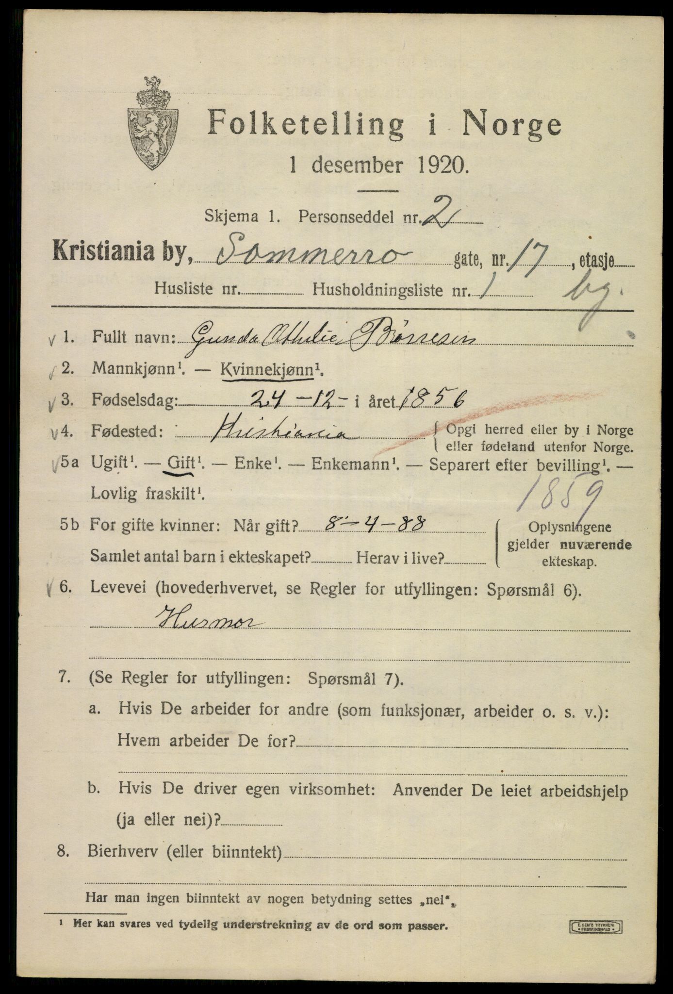 SAO, 1920 census for Kristiania, 1920, p. 528201