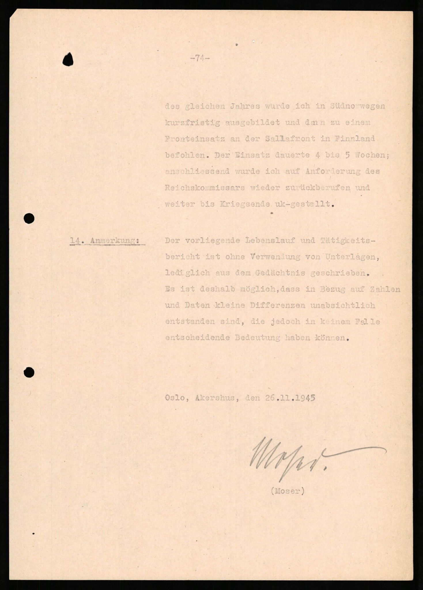 Forsvaret, Forsvarets overkommando II, RA/RAFA-3915/D/Db/L0022: CI Questionaires. Tyske okkupasjonsstyrker i Norge. Tyskere., 1945-1946, p. 364