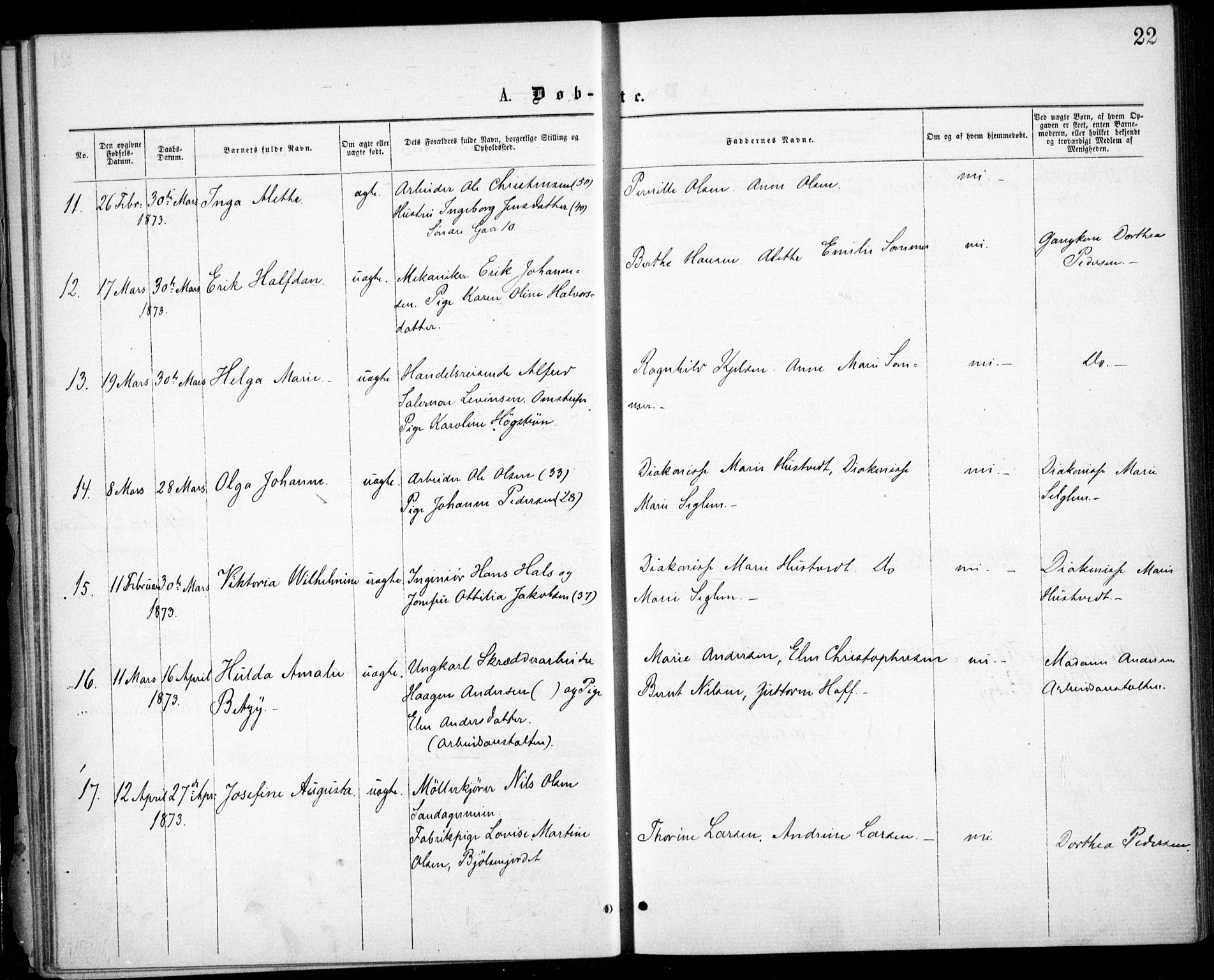 Krohgstøtten sykehusprest Kirkebøker, SAO/A-10854/F/Fa/L0001: Parish register (official) no. 1, 1865-1873, p. 22