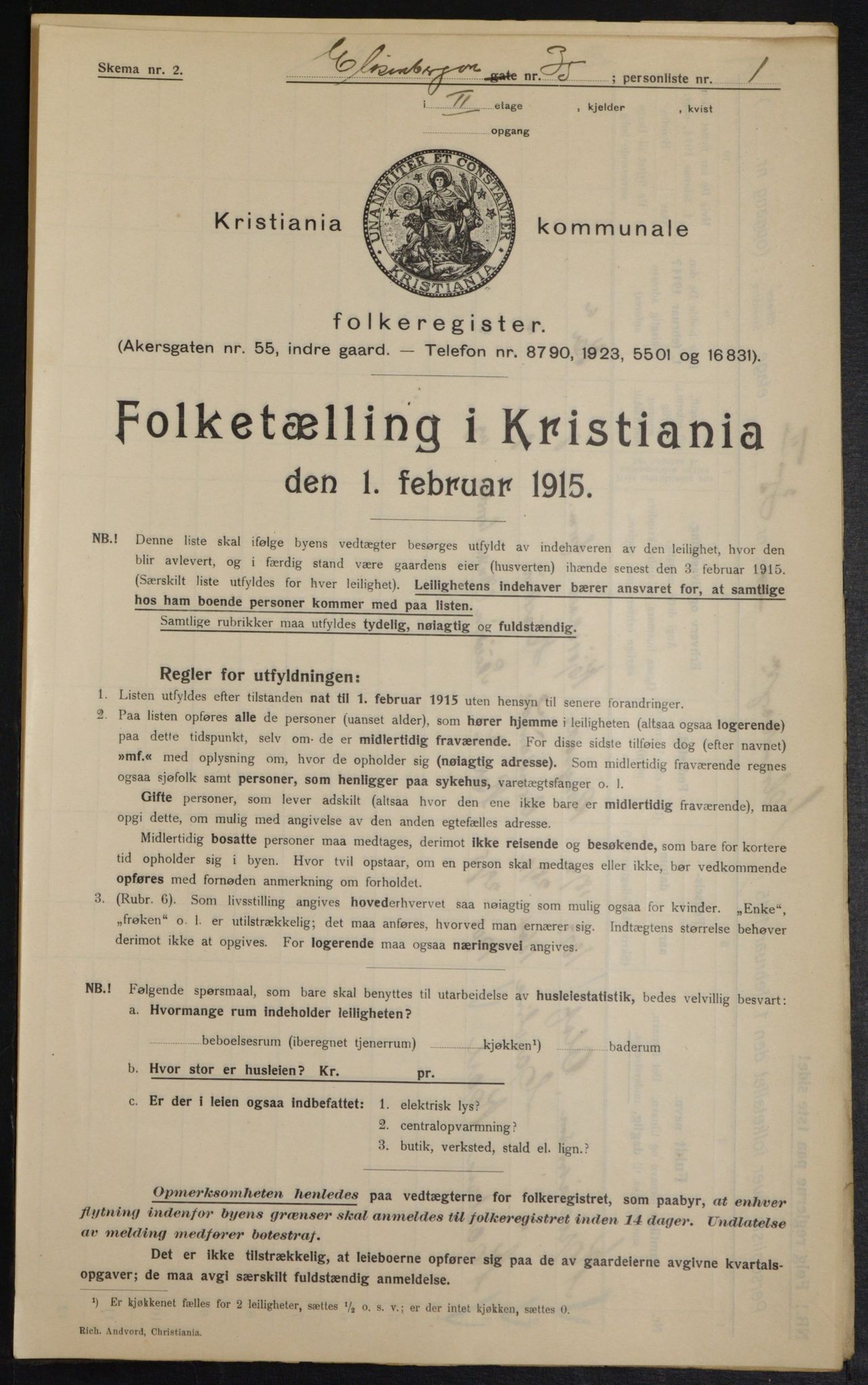 OBA, Municipal Census 1915 for Kristiania, 1915, p. 20415