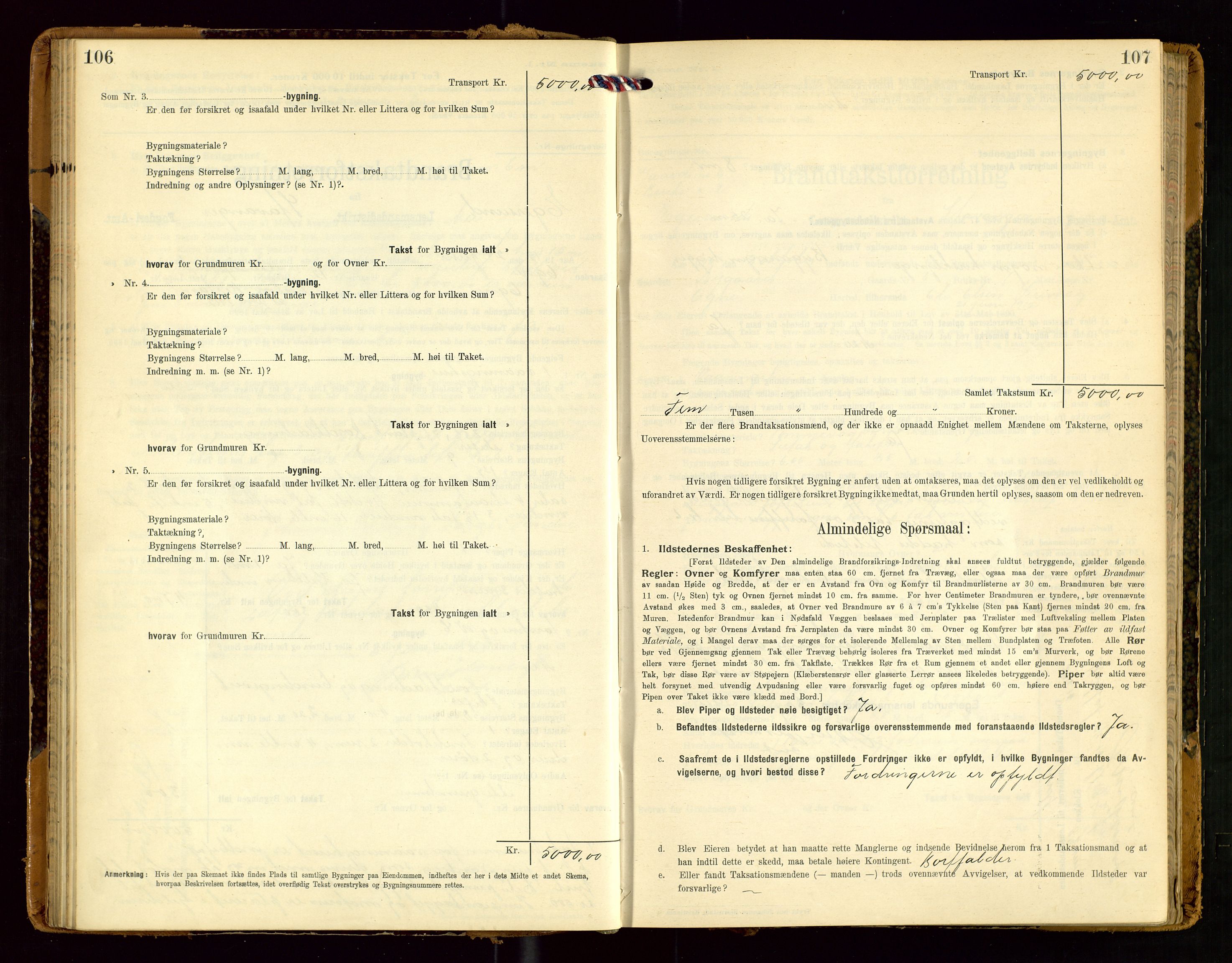 Eigersund lensmannskontor, SAST/A-100171/Gob/L0002: "Brandtakstprotokol", 1910-1916, p. 106-107