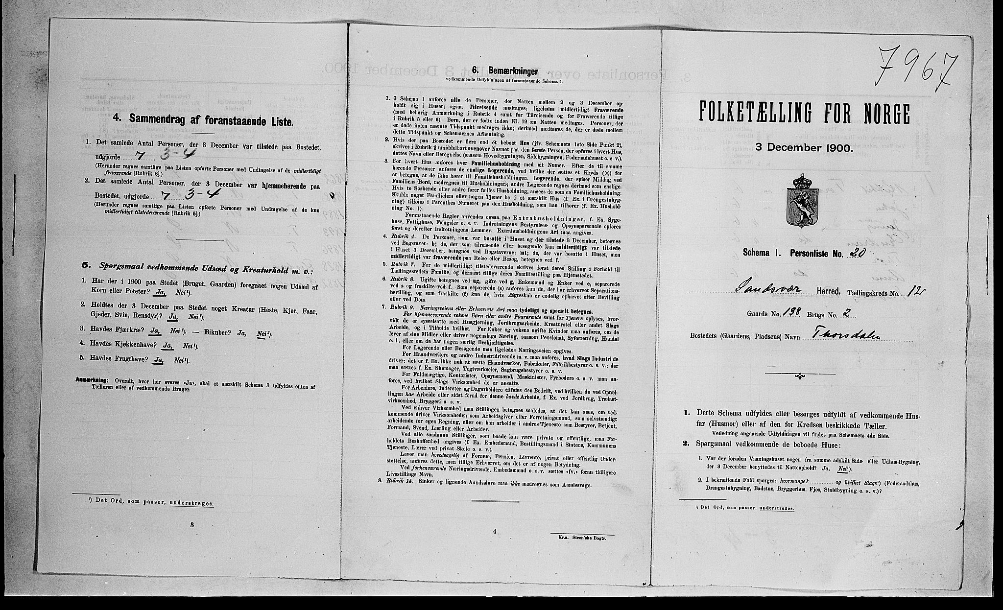 RA, 1900 census for Sandsvær, 1900, p. 1737