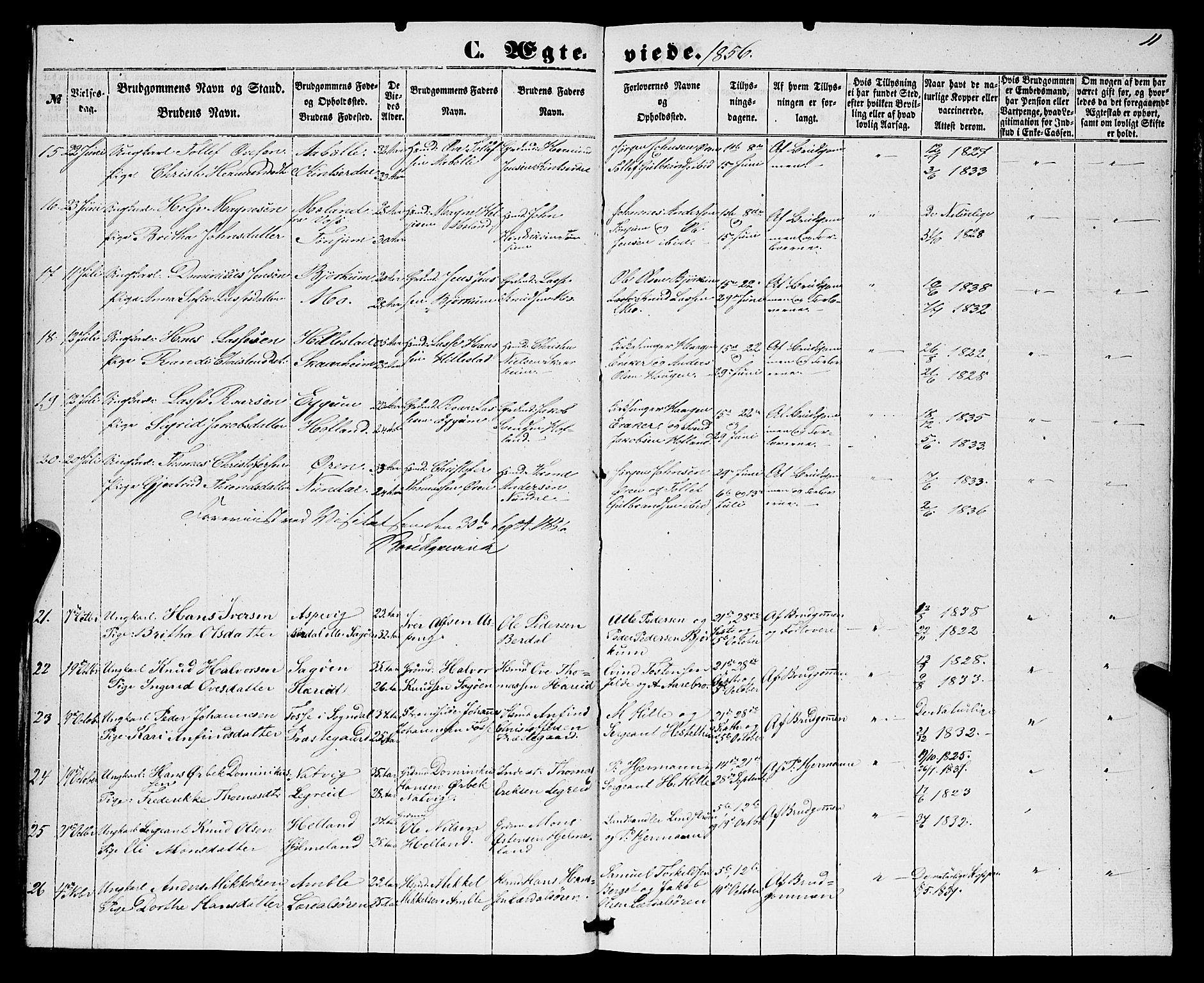 Lærdal sokneprestembete, SAB/A-81201: Parish register (official) no. A 15, 1853-1877, p. 11
