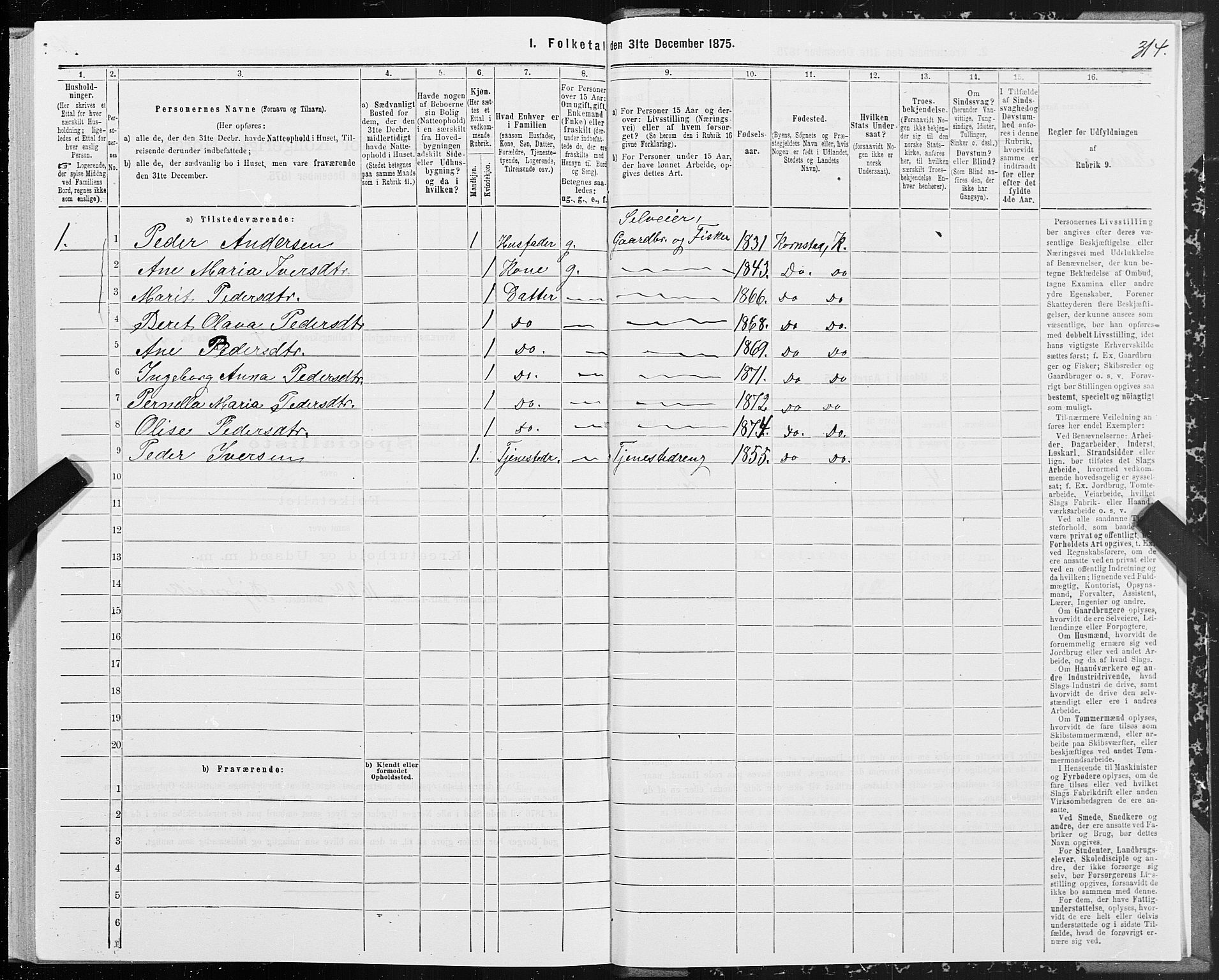 SAT, 1875 census for 1553P Kvernes, 1875, p. 2314