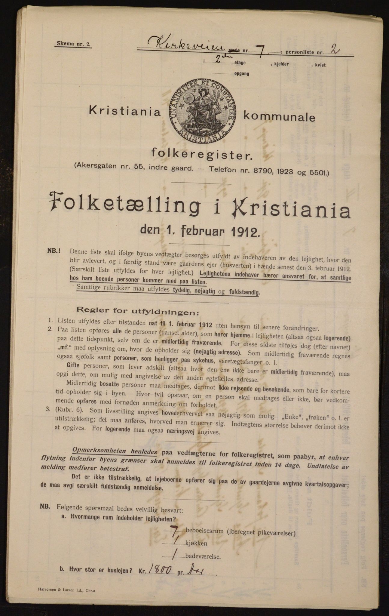 OBA, Municipal Census 1912 for Kristiania, 1912, p. 51132