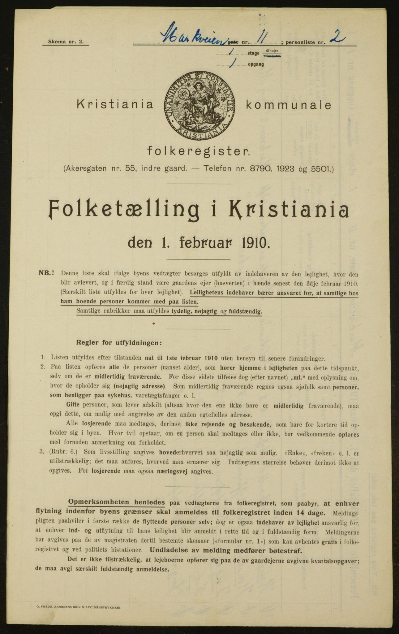 OBA, Municipal Census 1910 for Kristiania, 1910, p. 61179