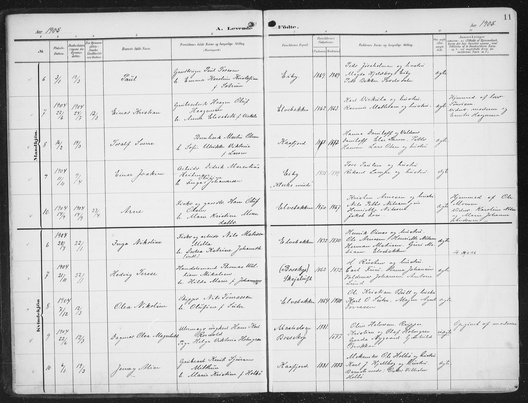Alta sokneprestkontor, SATØ/S-1338/H/Ha/L0005.kirke: Parish register (official) no. 5, 1904-1918, p. 11