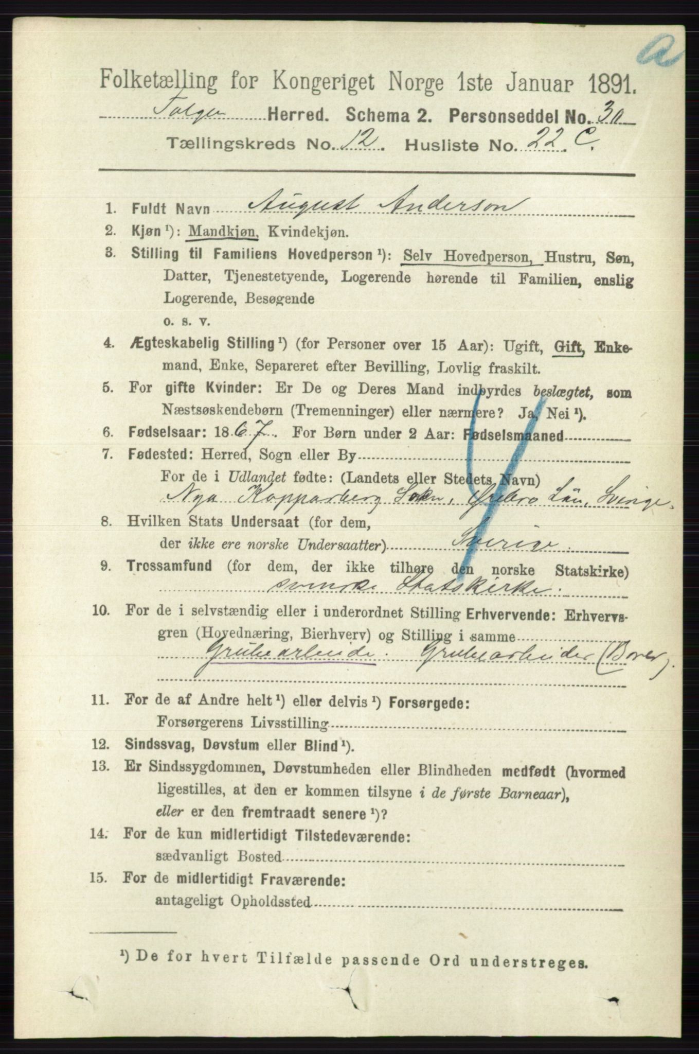 RA, 1891 census for 0436 Tolga, 1891, p. 3837