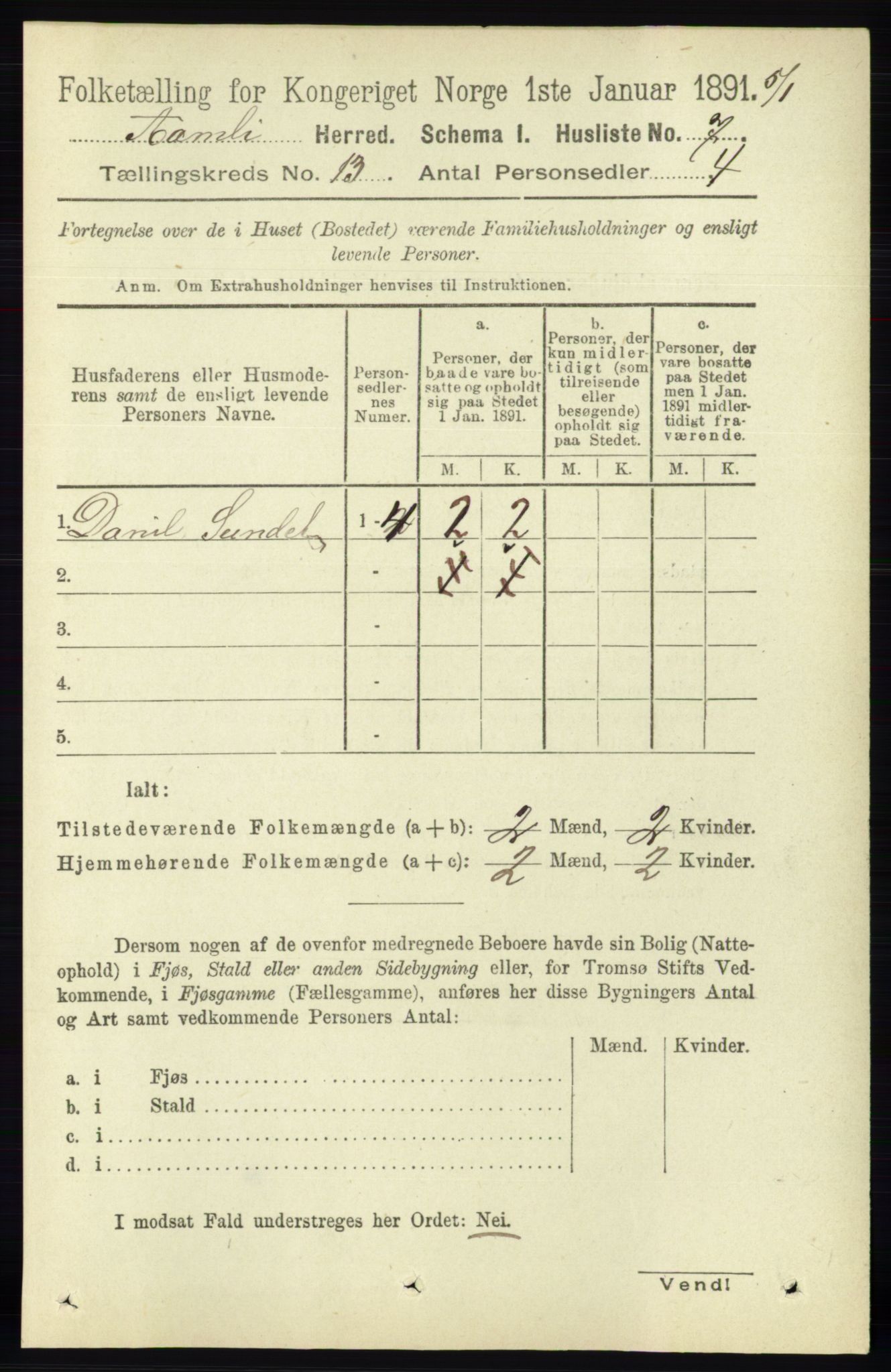 RA, 1891 census for 0929 Åmli, 1891, p. 2138