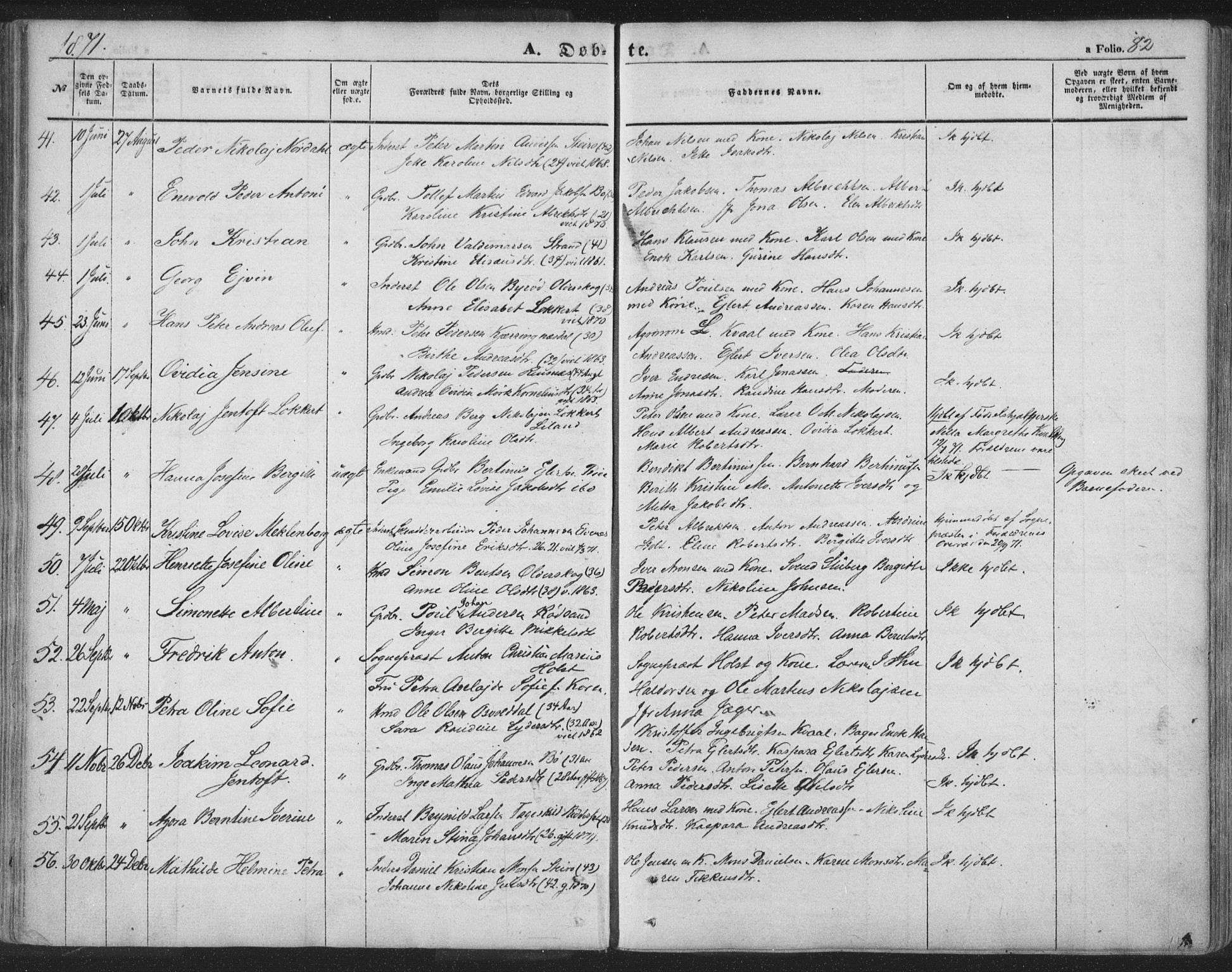 Ministerialprotokoller, klokkerbøker og fødselsregistre - Nordland, AV/SAT-A-1459/895/L1369: Parish register (official) no. 895A04, 1852-1872, p. 82