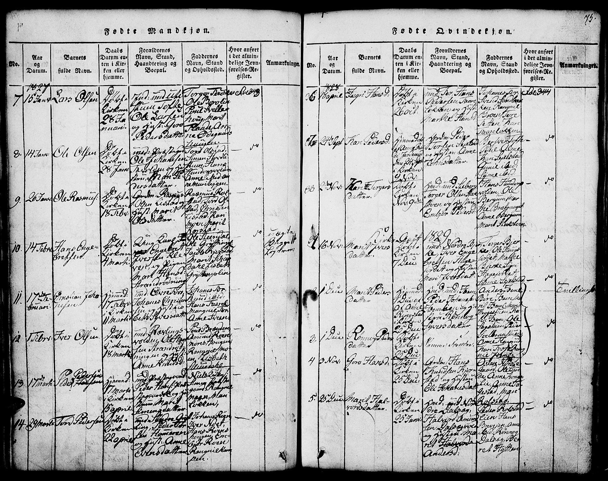 Fron prestekontor, SAH/PREST-078/H/Ha/Hab/L0001: Parish register (copy) no. 1, 1816-1843, p. 75