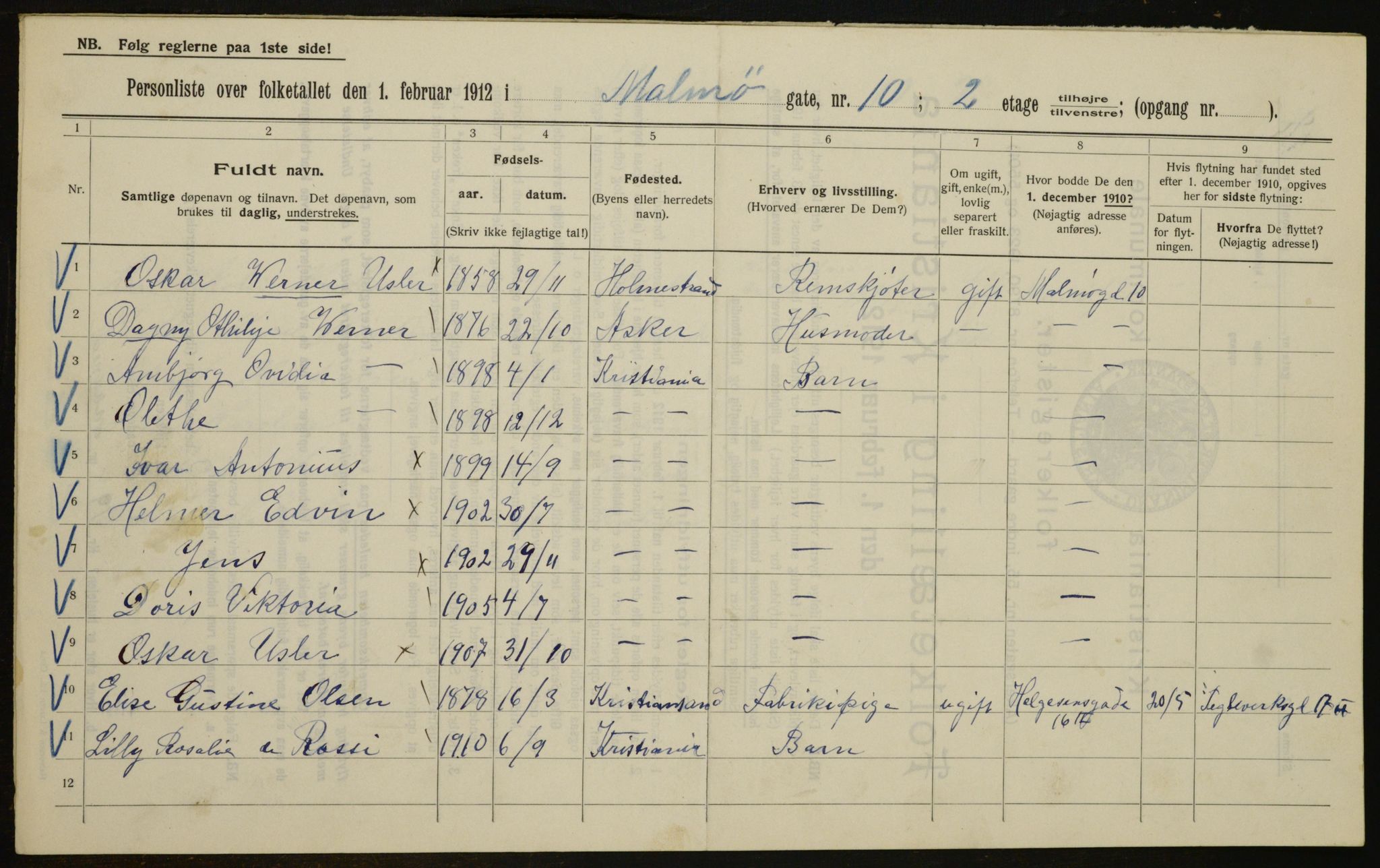 OBA, Municipal Census 1912 for Kristiania, 1912, p. 60477