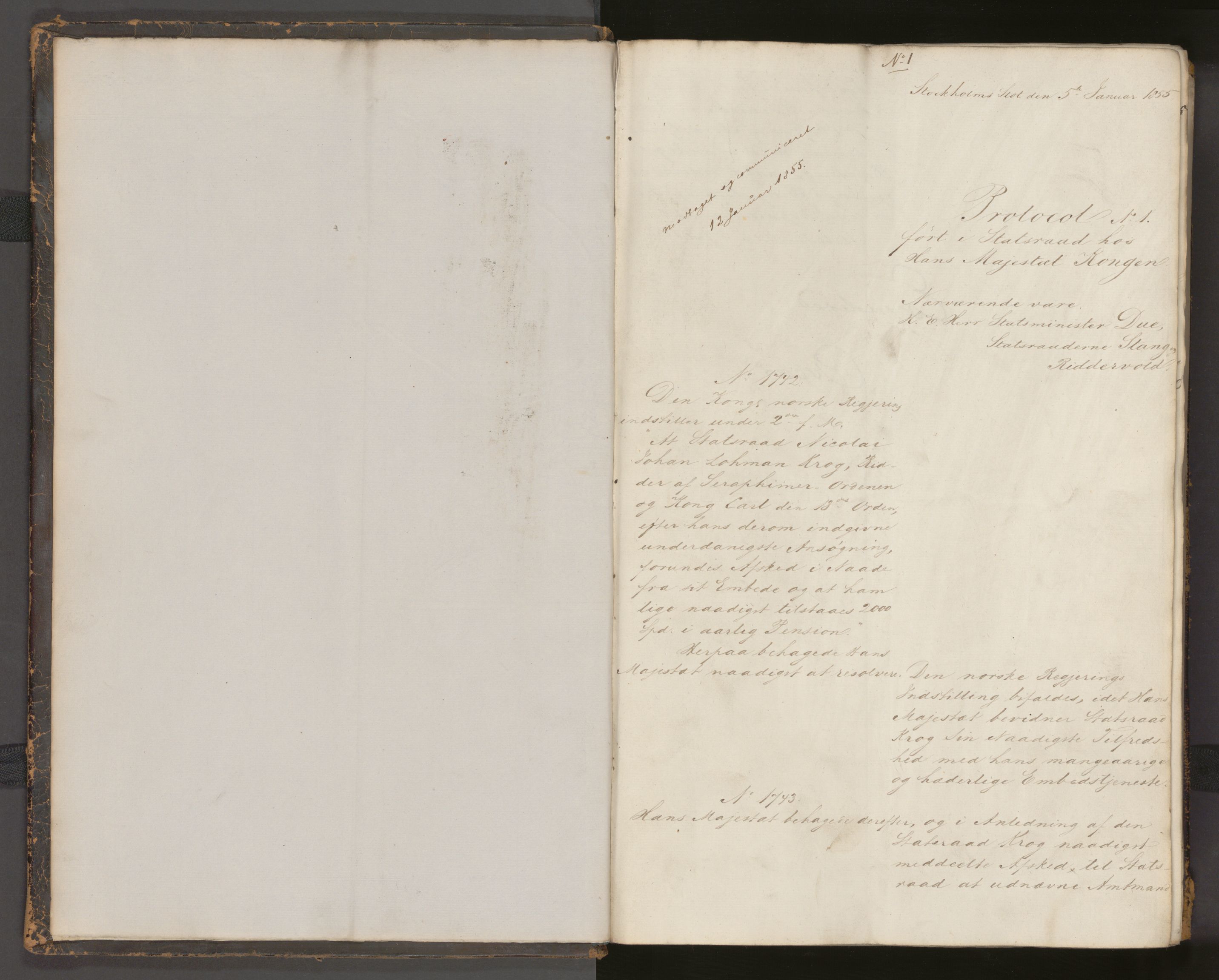 Statsrådssekretariatet, AV/RA-S-1001/A/Ab/L0081: Kgl. res. nr. 1-702, 1. halvår, 1855