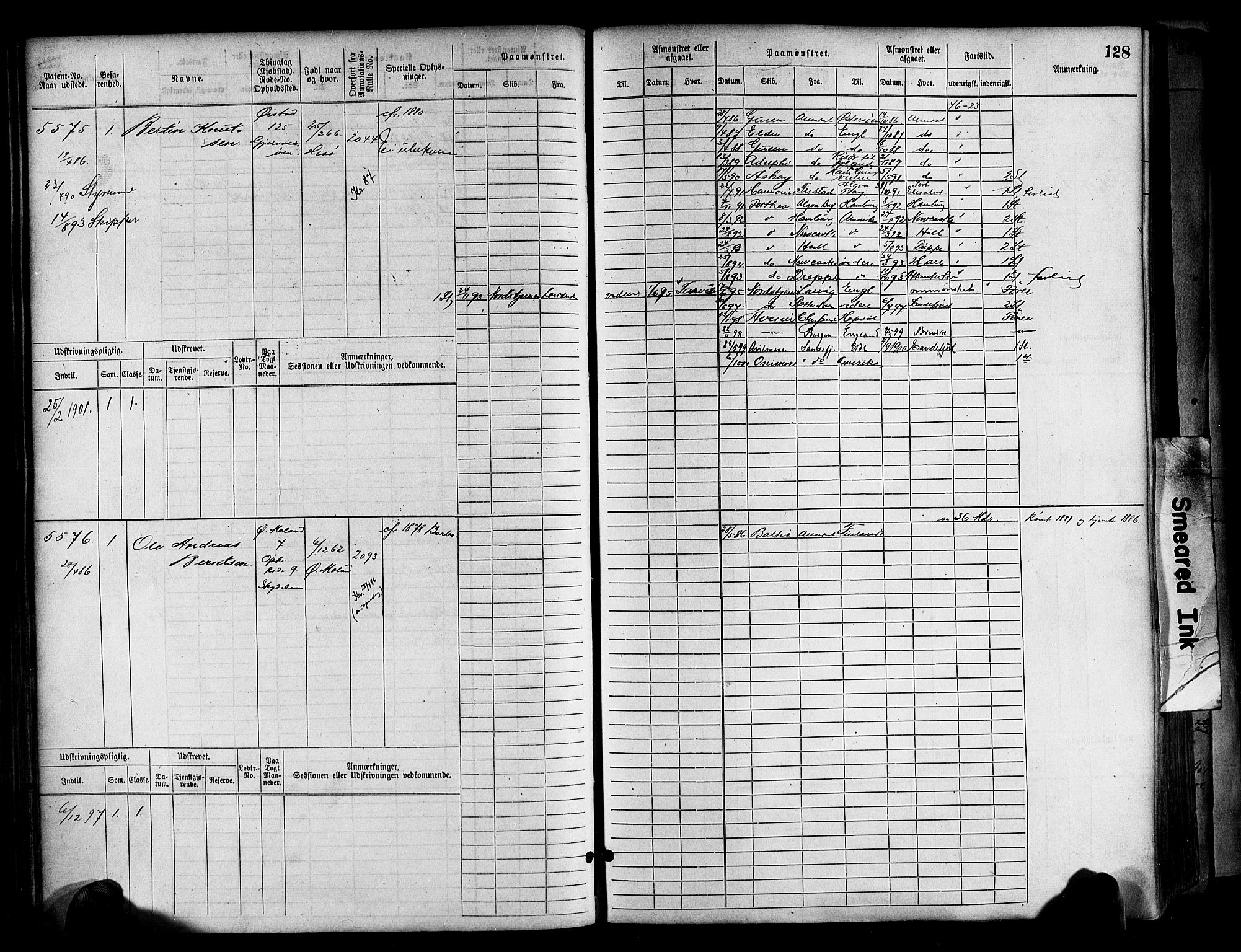 Arendal mønstringskrets, AV/SAK-2031-0012/F/Fb/L0017: Hovedrulle A nr 5323-6076, S-15, 1884-1892, p. 128