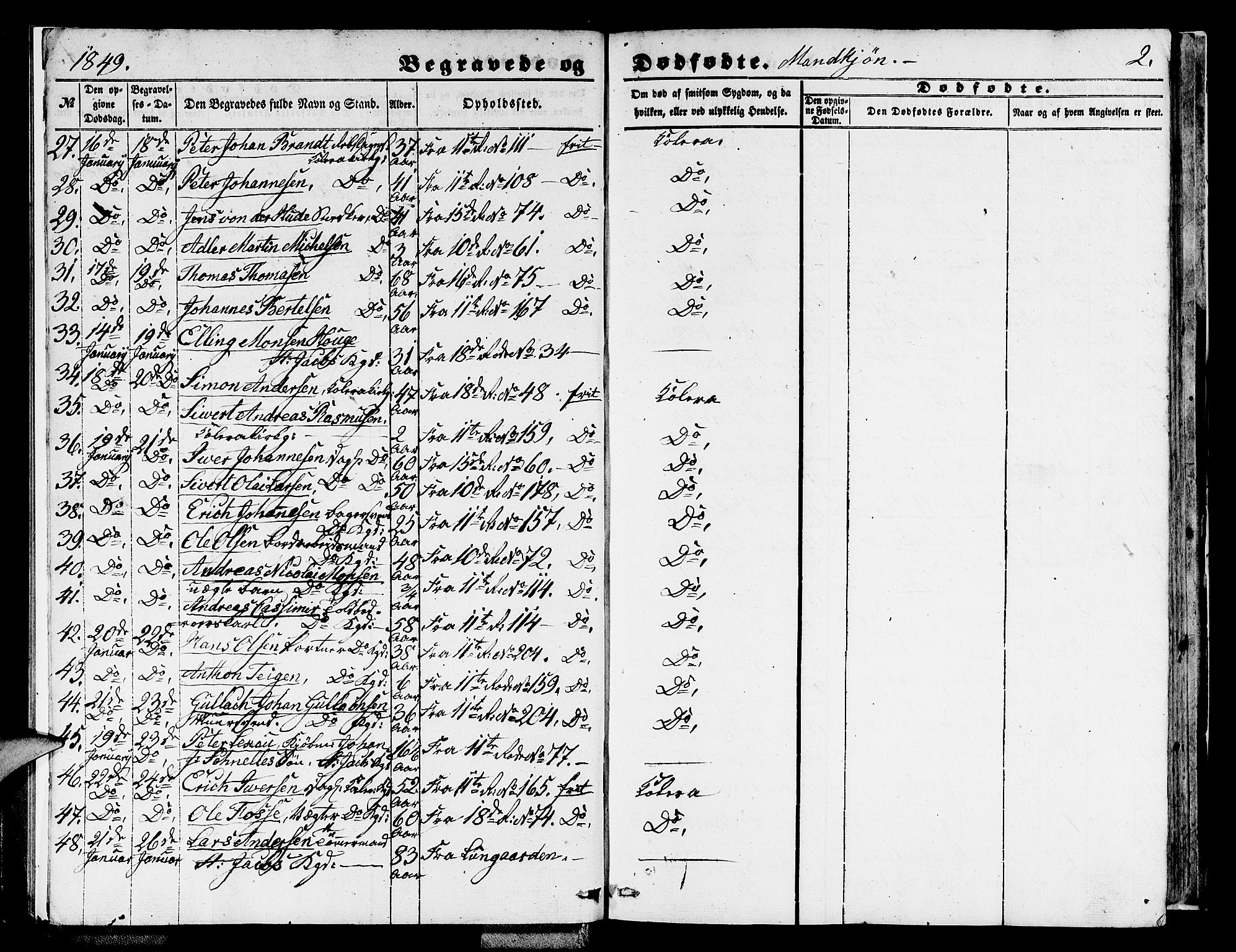 Domkirken sokneprestembete, AV/SAB-A-74801/H/Hab/L0038: Parish register (copy) no. E 2, 1847-1859, p. 2