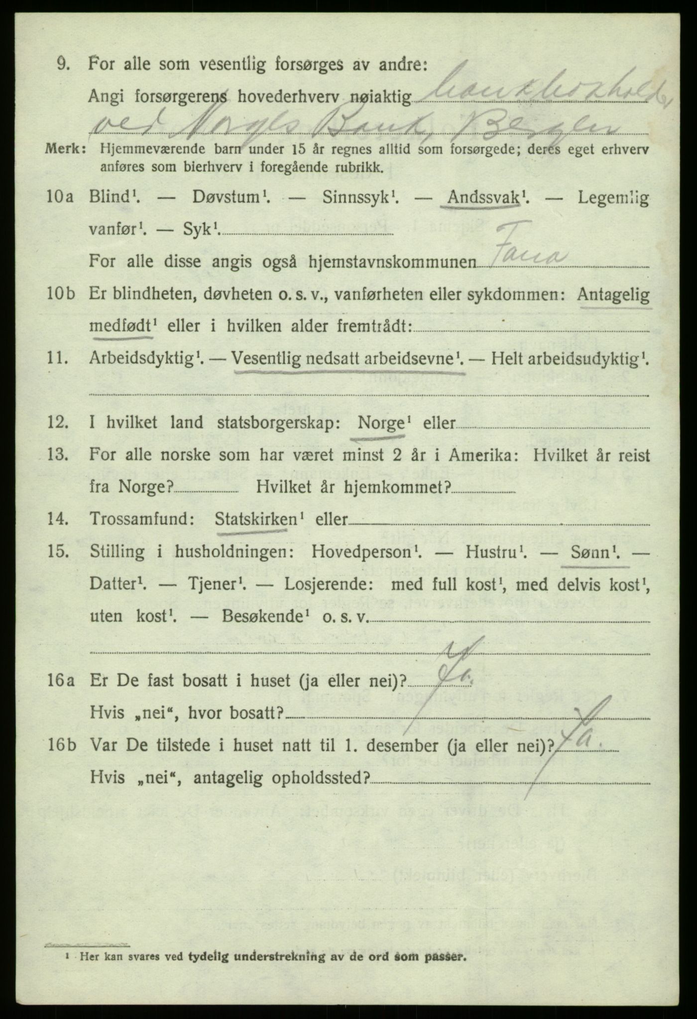 SAB, 1920 census for Fana, 1920, p. 5920