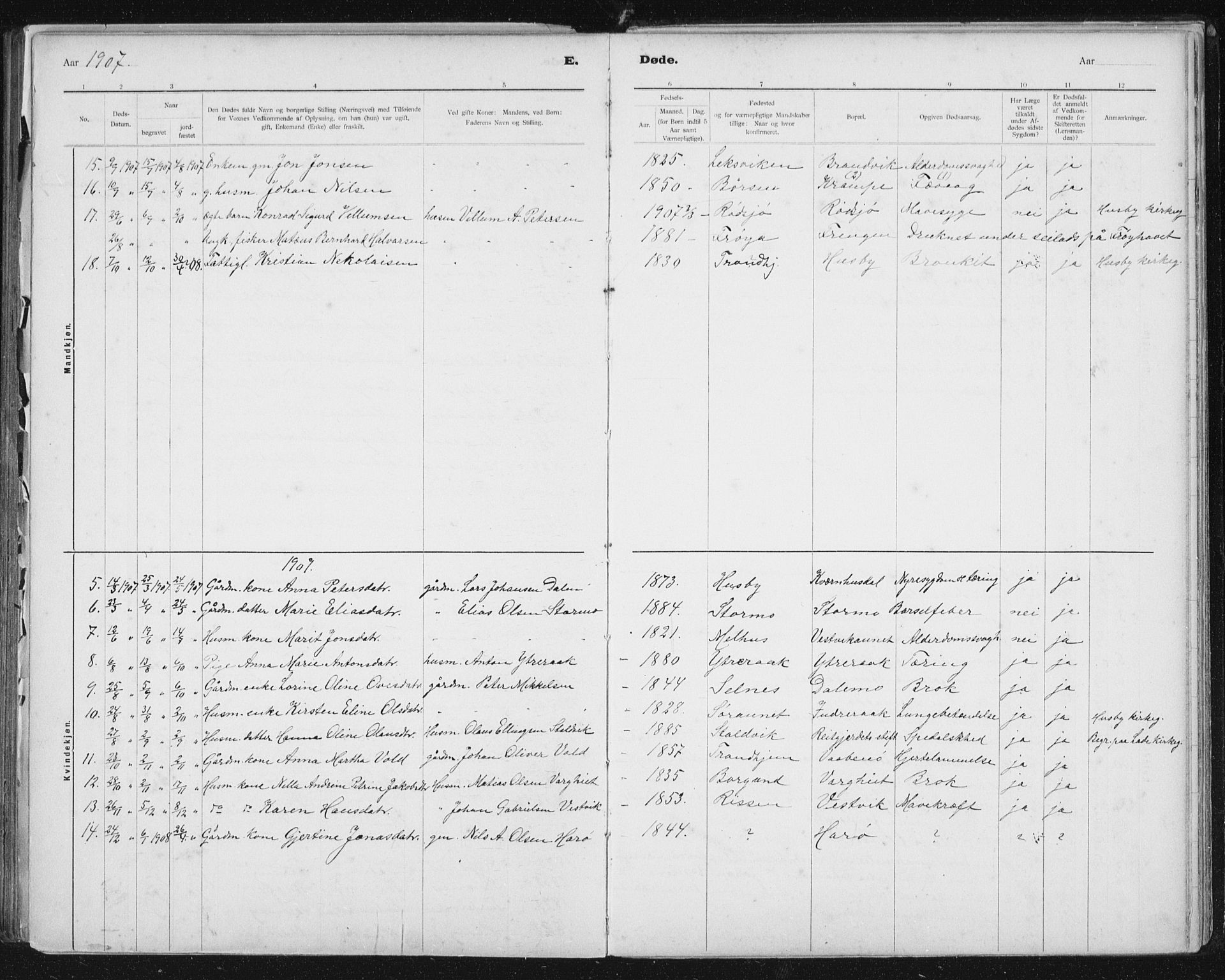 Ministerialprotokoller, klokkerbøker og fødselsregistre - Sør-Trøndelag, SAT/A-1456/653/L0660: Parish register (copy) no. 653C04, 1894-1919