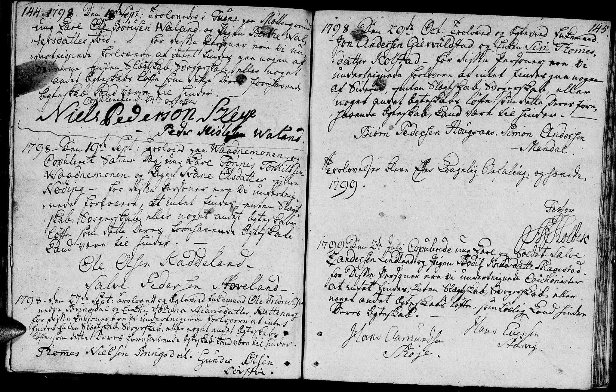Holum sokneprestkontor, SAK/1111-0022/F/Fa/Faa/L0001: Parish register (official) no. A 1, 1750-1802, p. 144-145