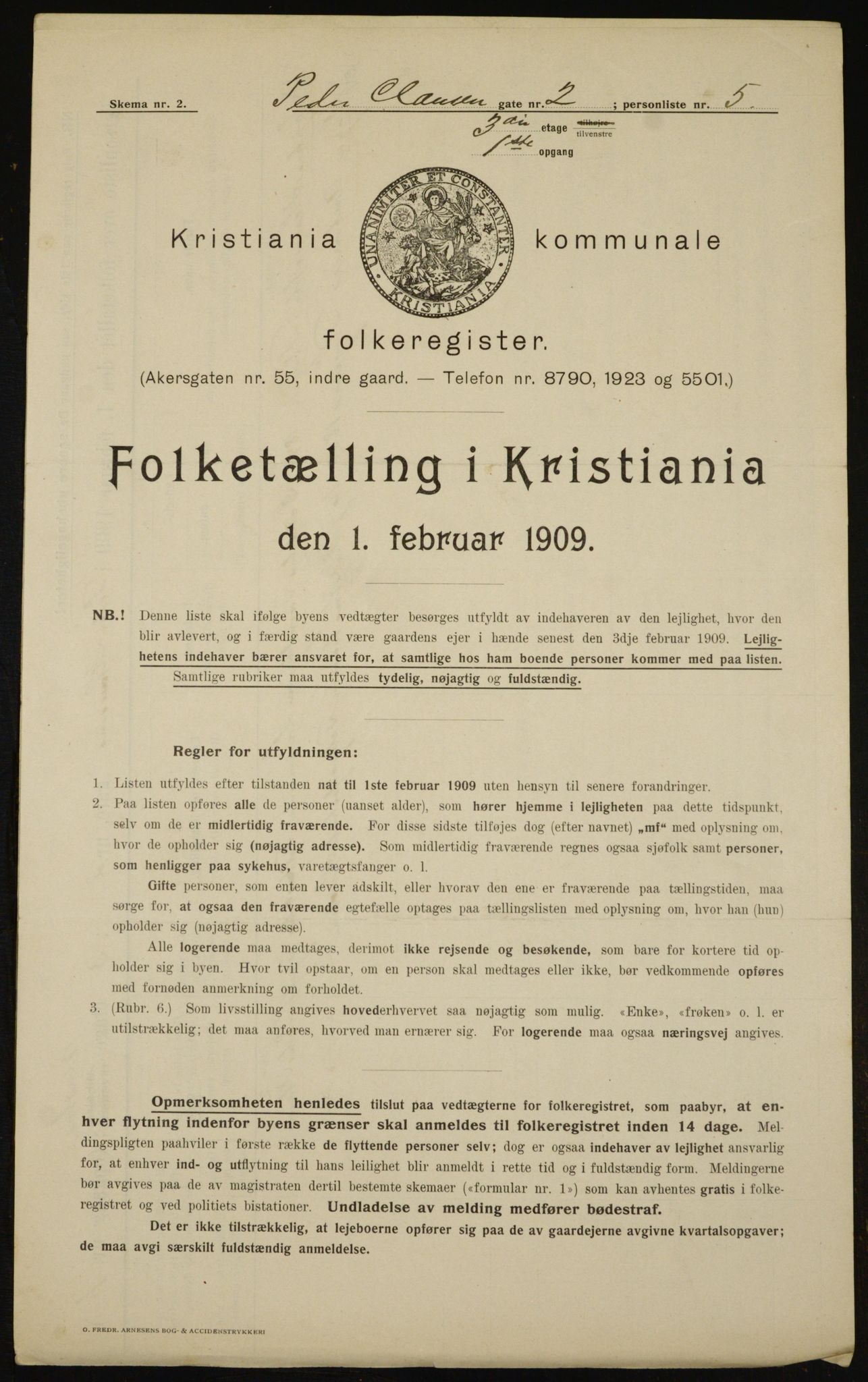 OBA, Municipal Census 1909 for Kristiania, 1909, p. 71343