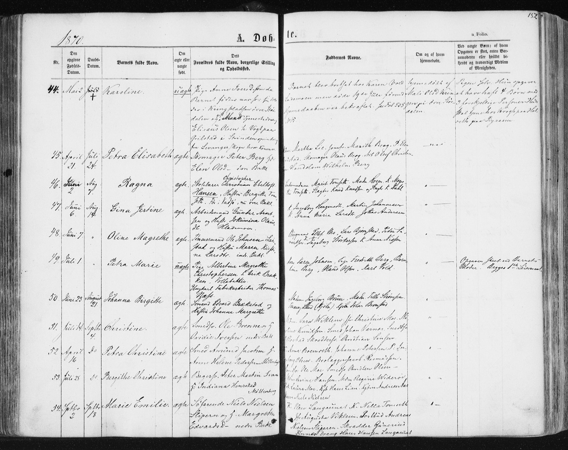 Ministerialprotokoller, klokkerbøker og fødselsregistre - Sør-Trøndelag, AV/SAT-A-1456/604/L0186: Parish register (official) no. 604A07, 1866-1877, p. 152