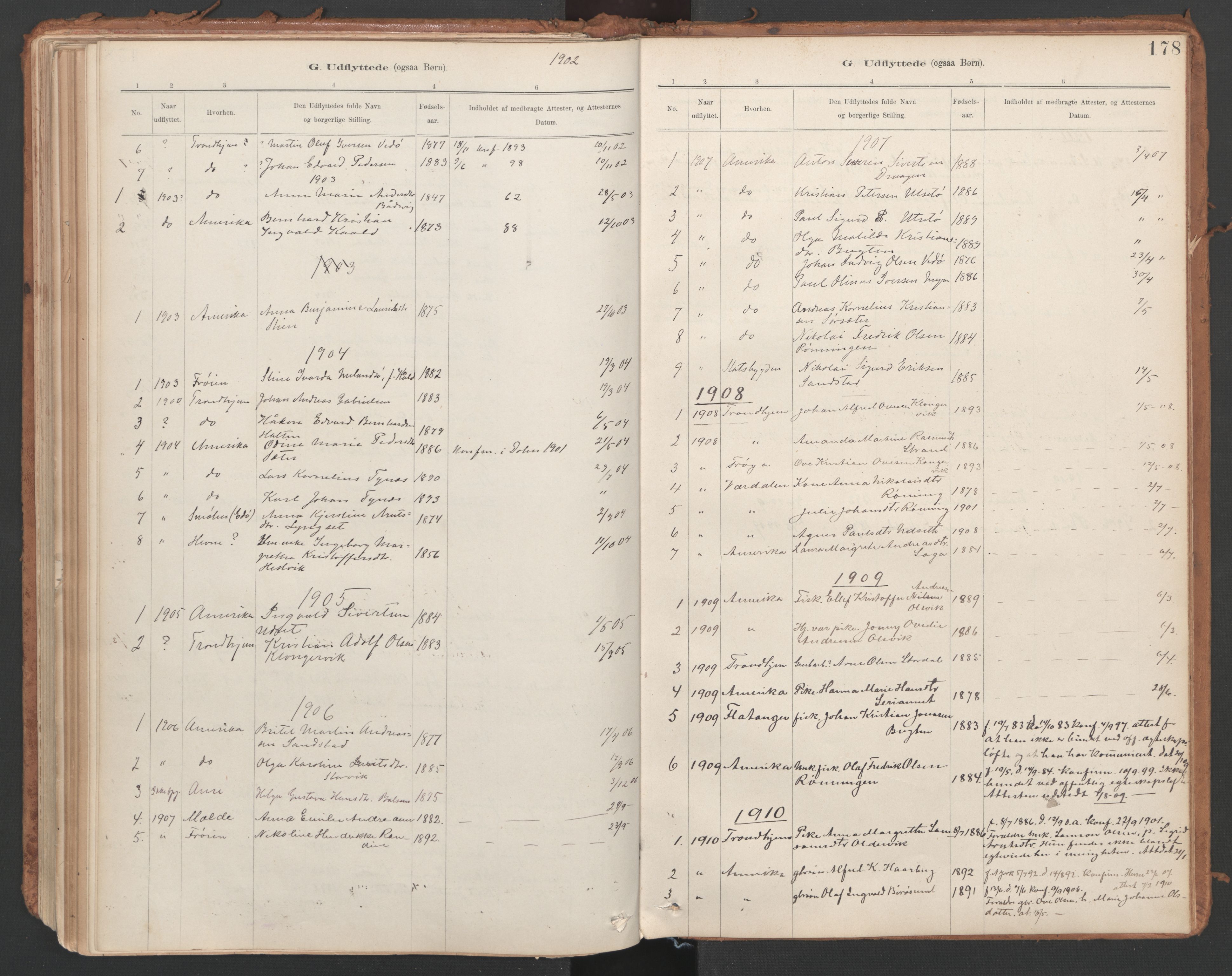 Ministerialprotokoller, klokkerbøker og fødselsregistre - Sør-Trøndelag, SAT/A-1456/639/L0572: Parish register (official) no. 639A01, 1890-1920, p. 178