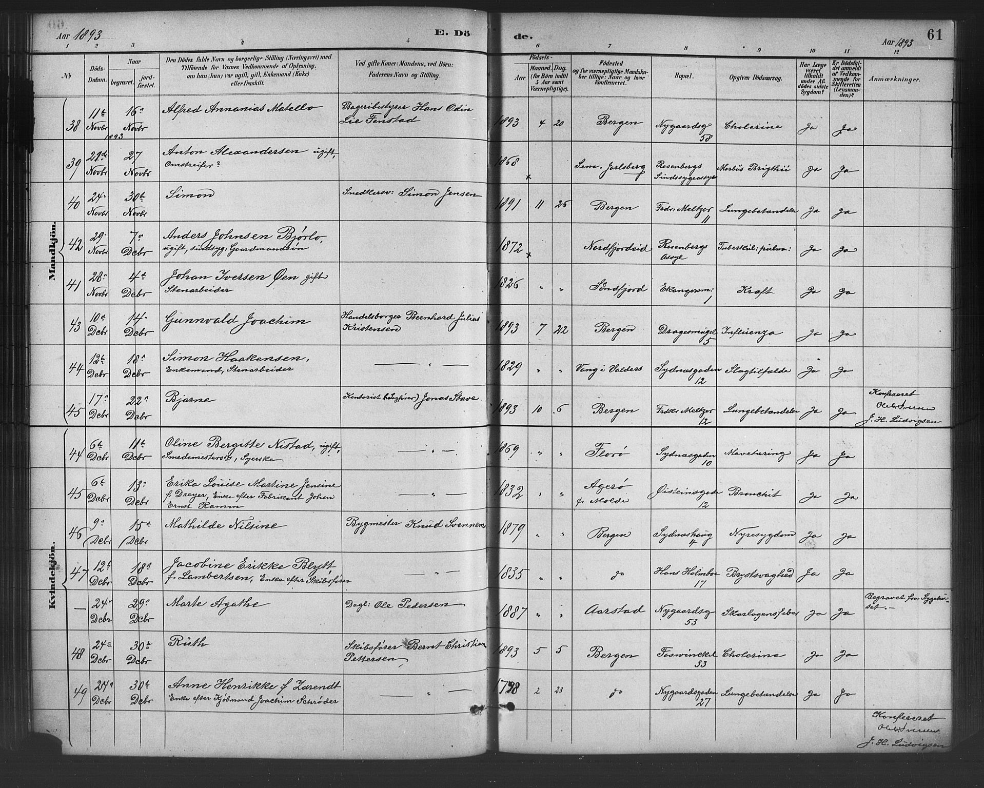 Johanneskirken sokneprestembete, SAB/A-76001/H/Hab: Parish register (copy) no. D 1, 1885-1915, p. 61