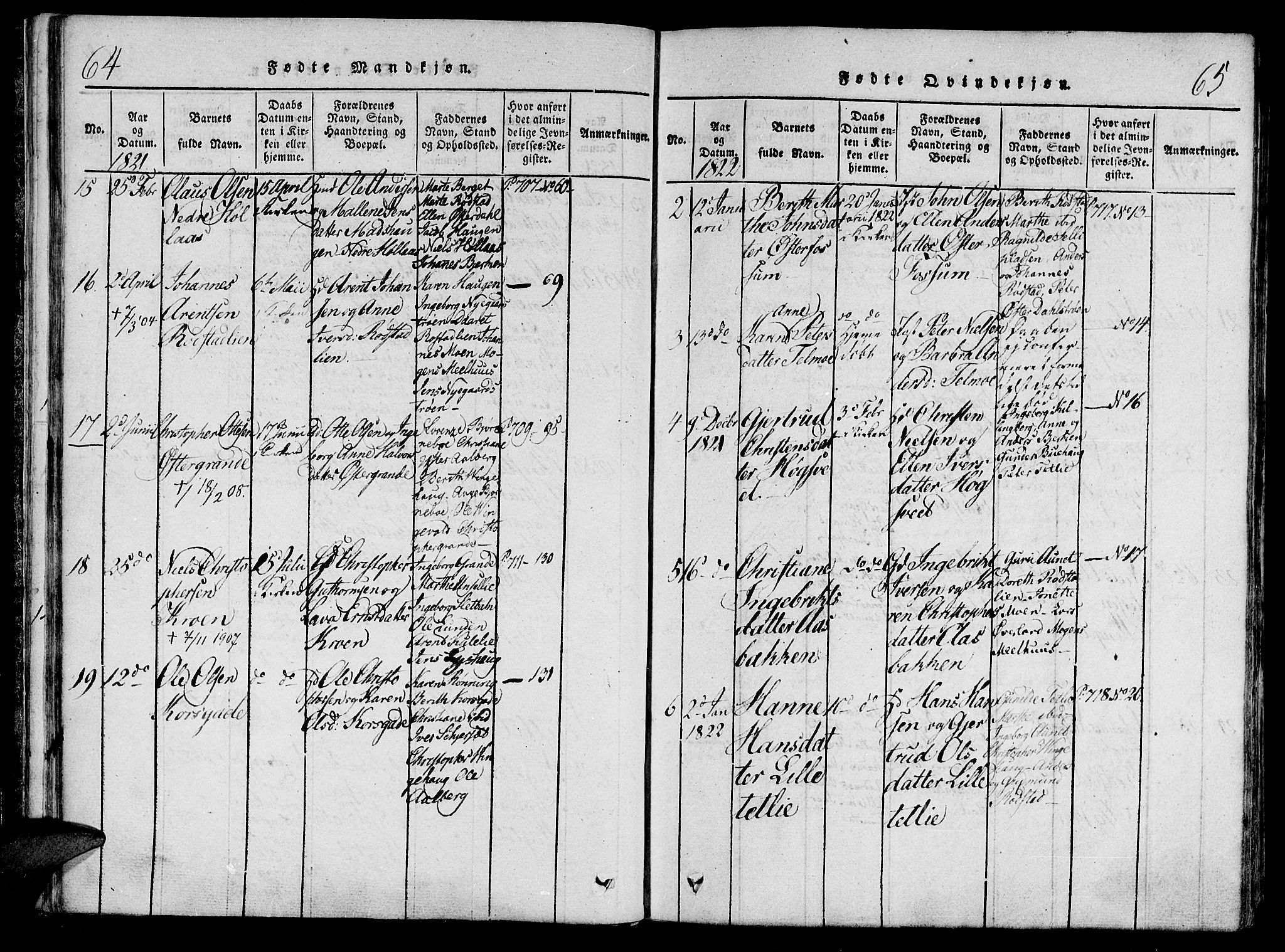 Ministerialprotokoller, klokkerbøker og fødselsregistre - Nord-Trøndelag, SAT/A-1458/701/L0005: Parish register (official) no. 701A05 /1, 1816-1825, p. 64-65