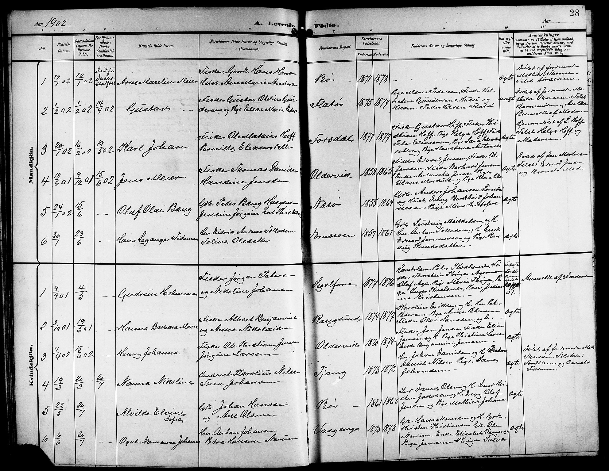 Ministerialprotokoller, klokkerbøker og fødselsregistre - Nordland, AV/SAT-A-1459/841/L0621: Parish register (copy) no. 841C05, 1897-1923, p. 28