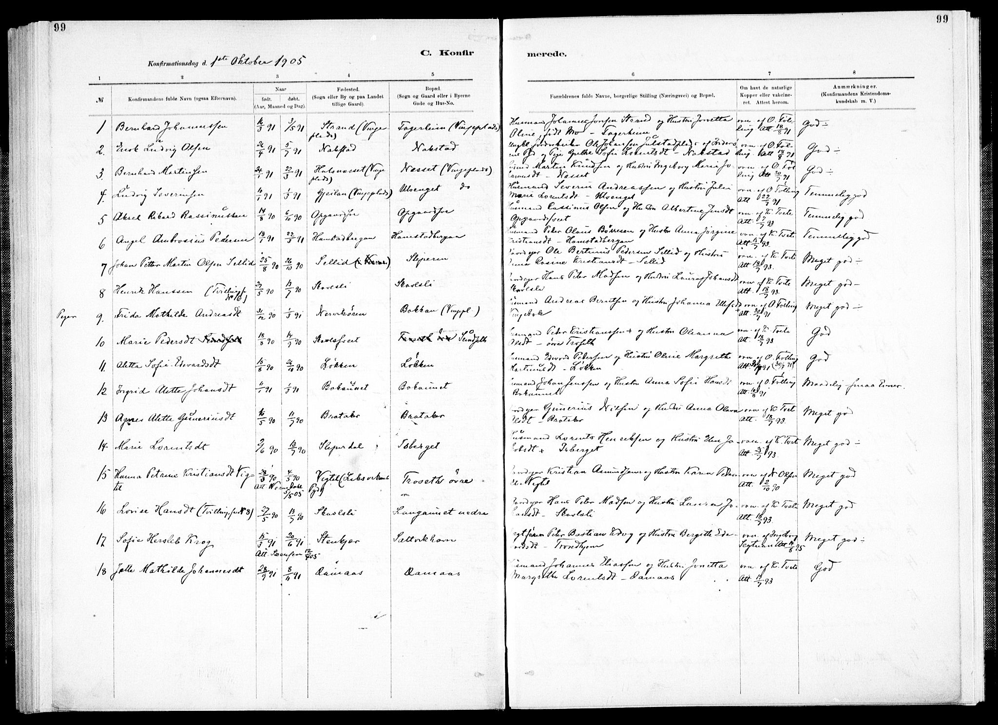 Ministerialprotokoller, klokkerbøker og fødselsregistre - Nord-Trøndelag, AV/SAT-A-1458/733/L0325: Parish register (official) no. 733A04, 1884-1908, p. 99