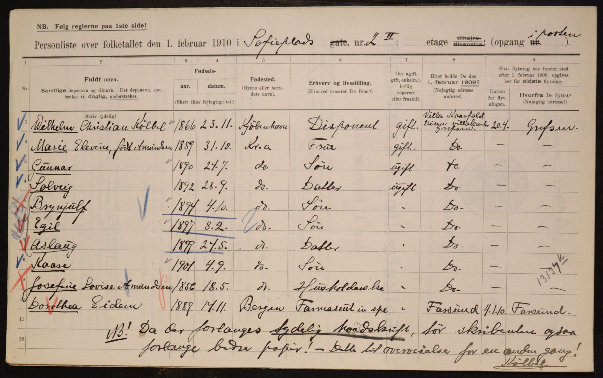 OBA, Municipal Census 1910 for Kristiania, 1910, p. 94710