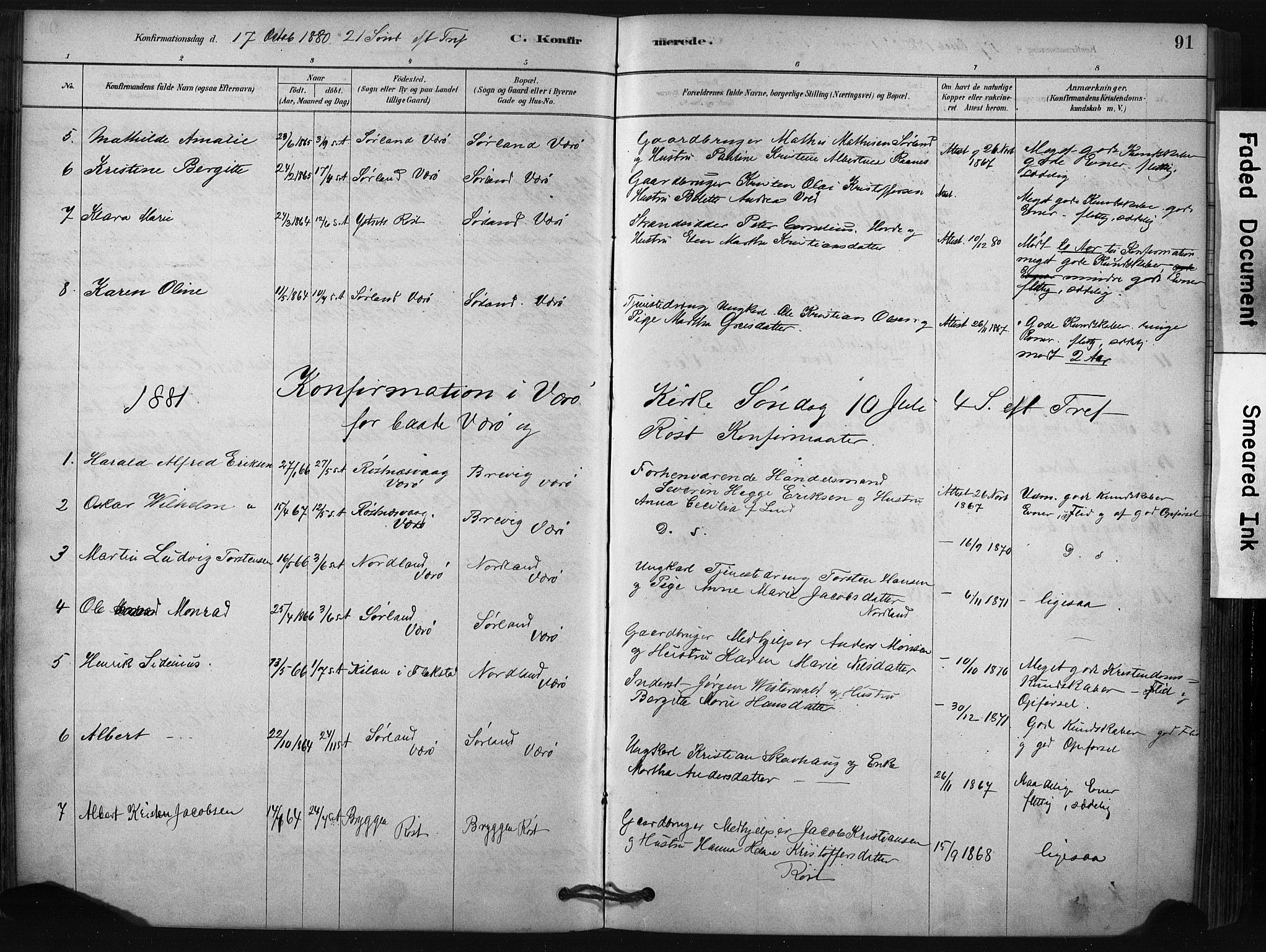 Ministerialprotokoller, klokkerbøker og fødselsregistre - Nordland, AV/SAT-A-1459/807/L0122: Parish register (official) no. 807A05, 1880-1902, p. 91