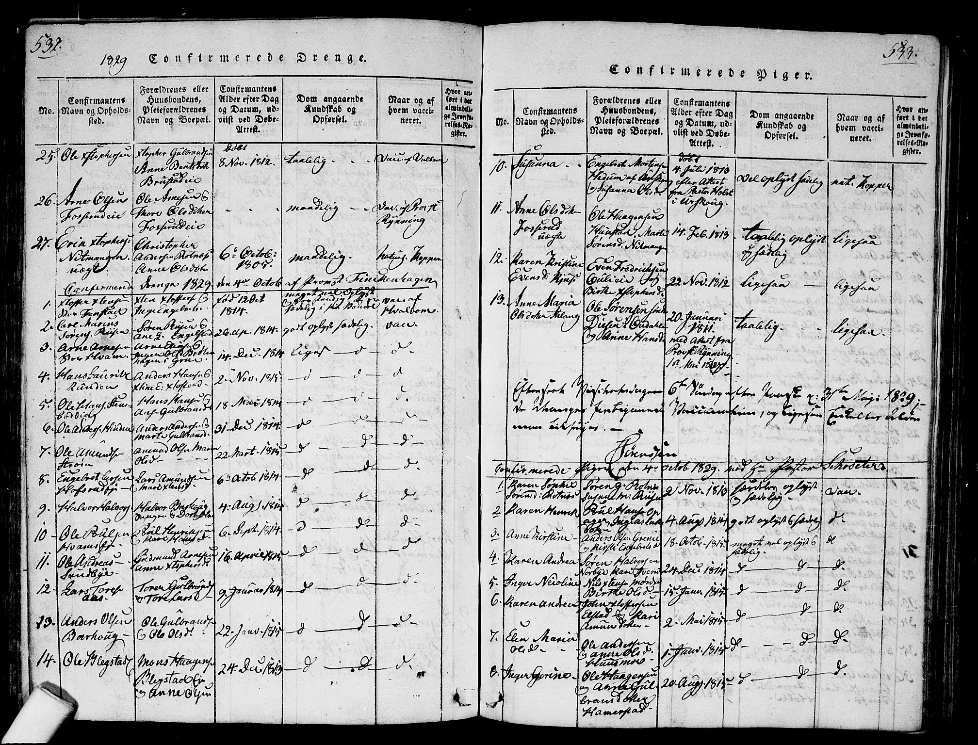 Nes prestekontor Kirkebøker, SAO/A-10410/G/Ga/L0001: Parish register (copy) no. I 1, 1815-1835, p. 532-533