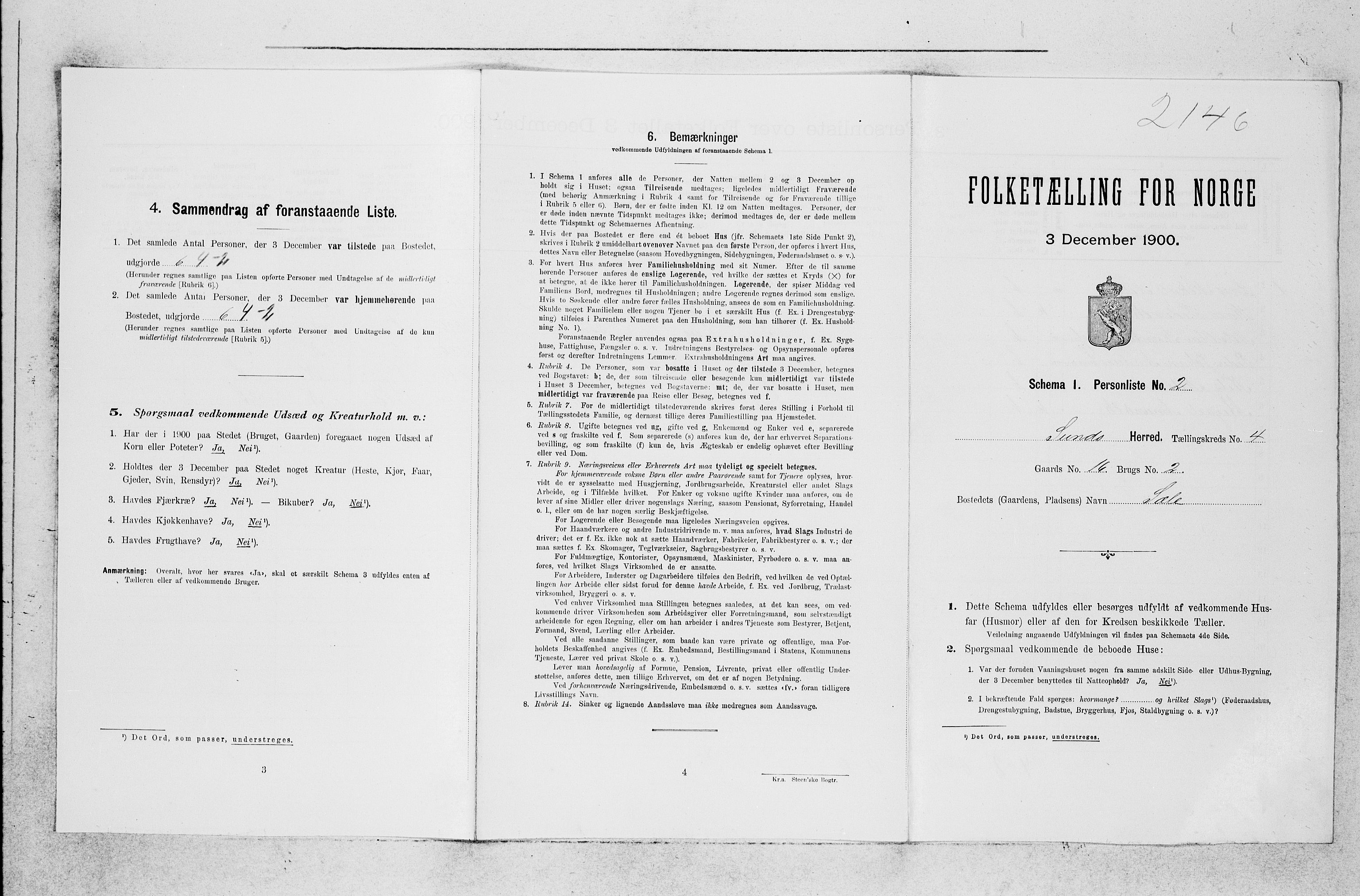 SAB, 1900 census for Sund, 1900, p. 395