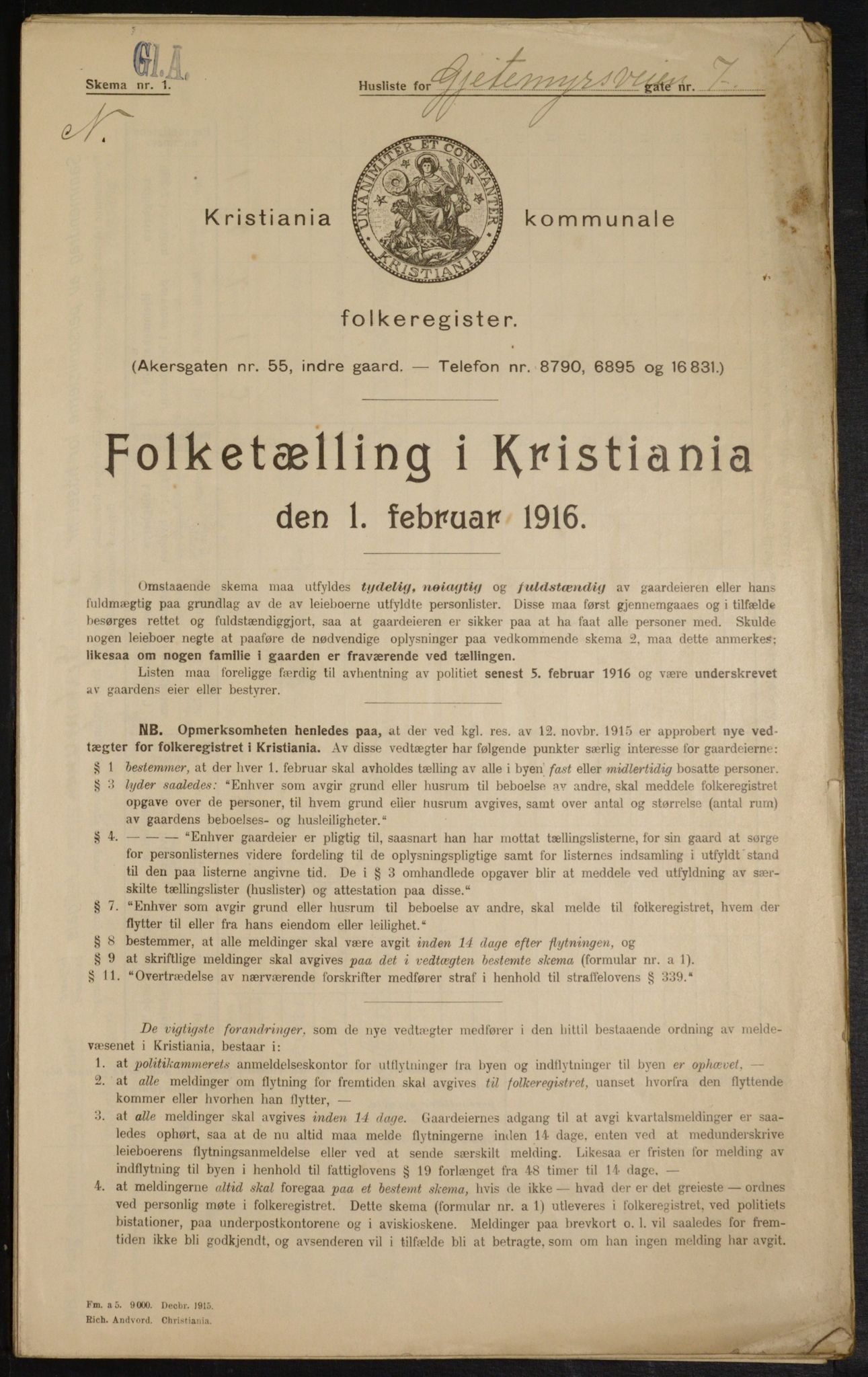 OBA, Municipal Census 1916 for Kristiania, 1916, p. 29321