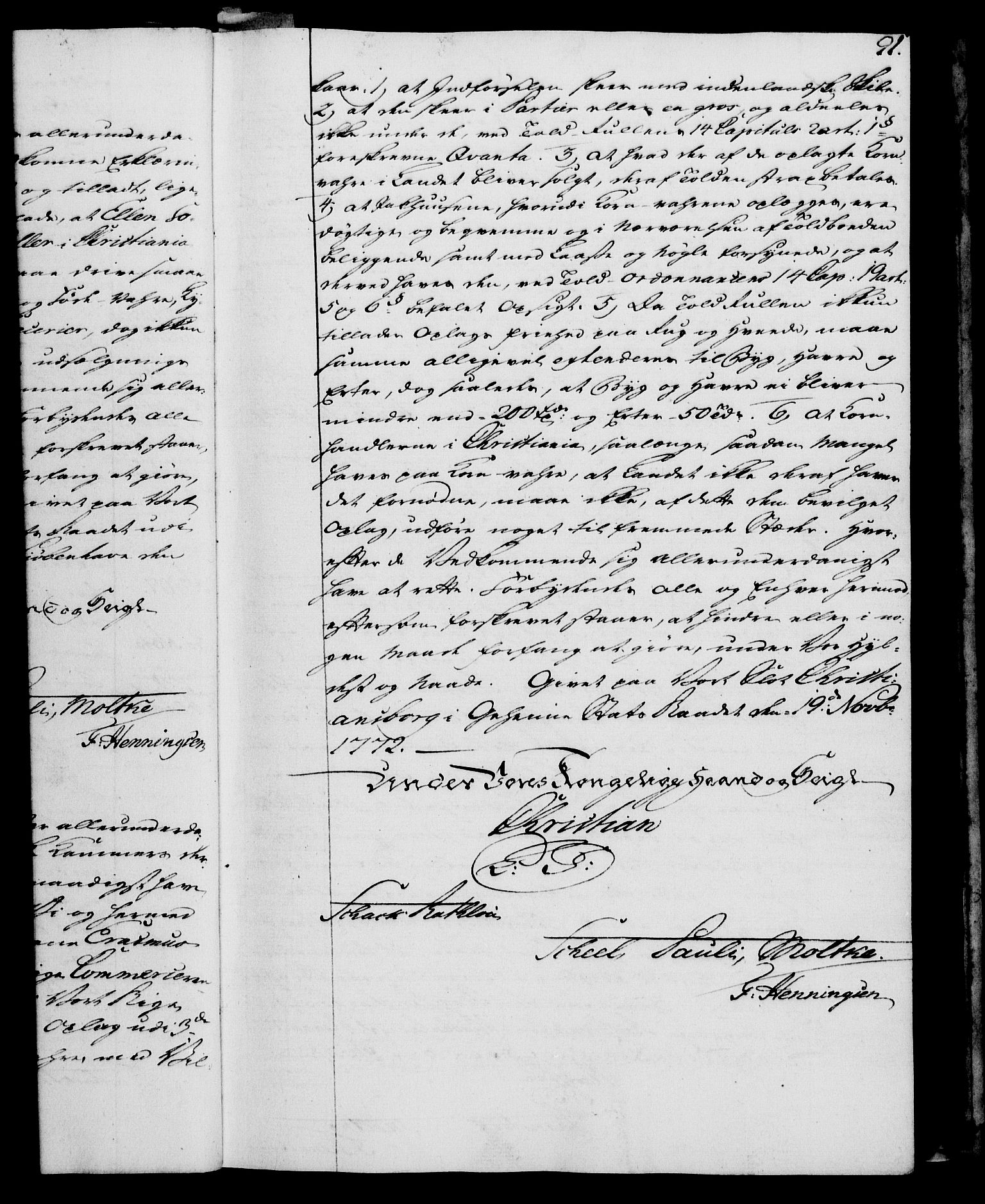 Rentekammeret, Kammerkanselliet, RA/EA-3111/G/Gg/Gga/L0009: Norsk ekspedisjonsprotokoll med register (merket RK 53.9), 1771-1773, p. 91